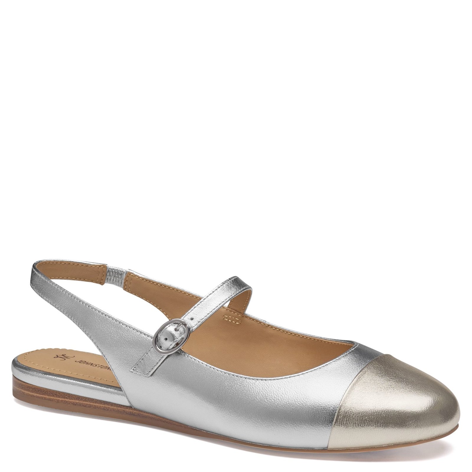Johnston & Murphy Claire Mary Jane Slingback Women's Metallic Silver Slip On 8.5