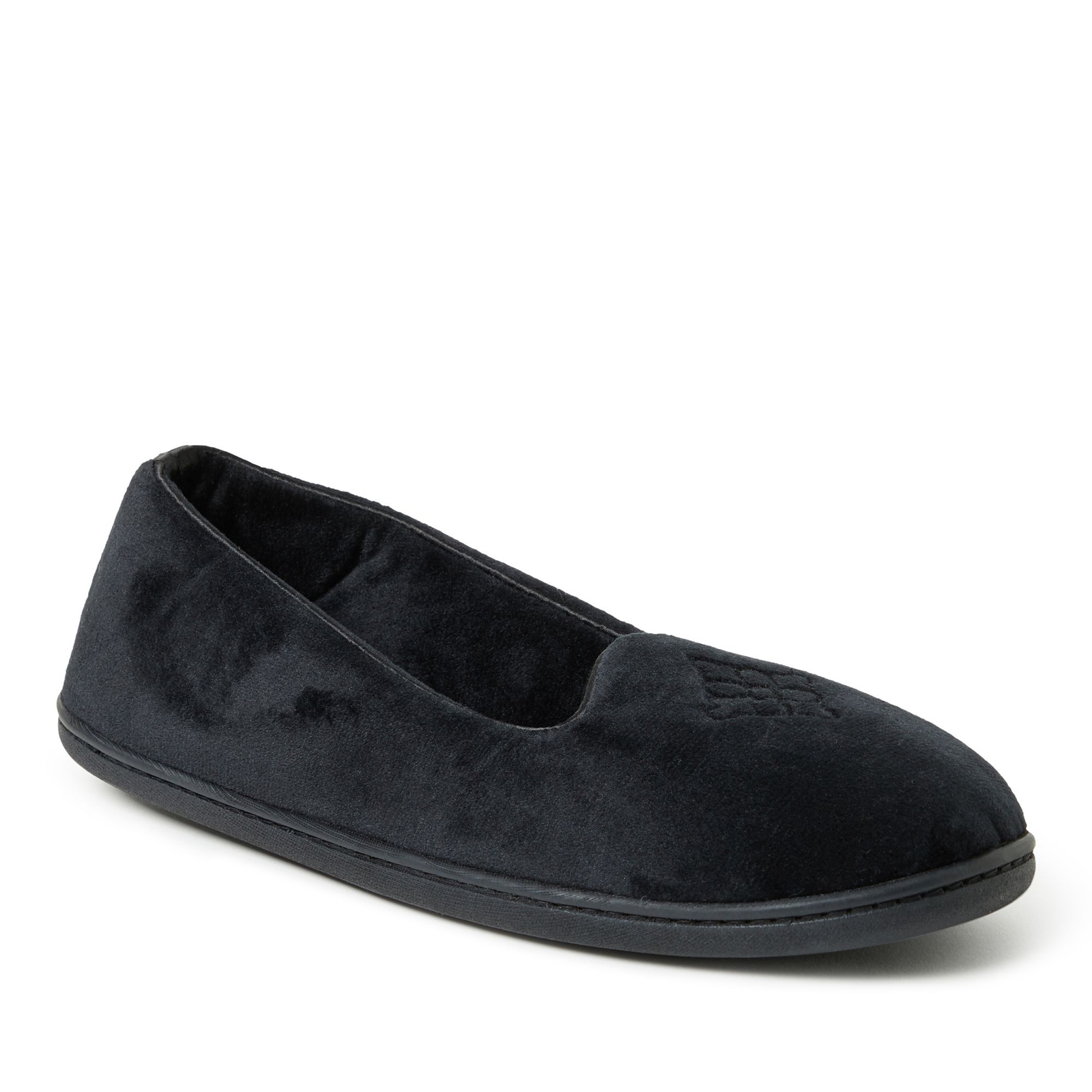 Dearfoams Rebecca Velour Closed Back Women's Black Slipper S W