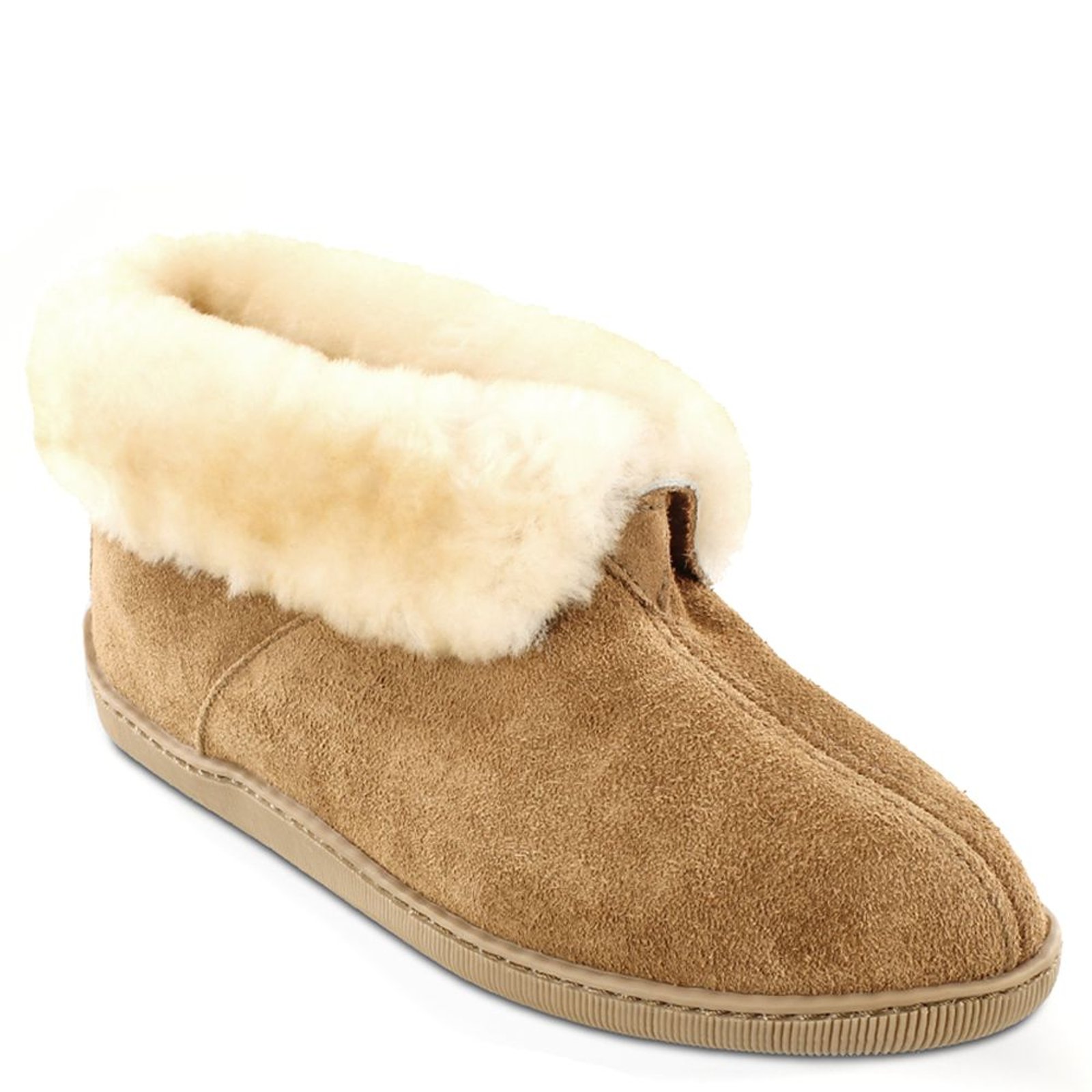Minnetonka Sheepskin Ankle Boot Men's Tan Slipper 12