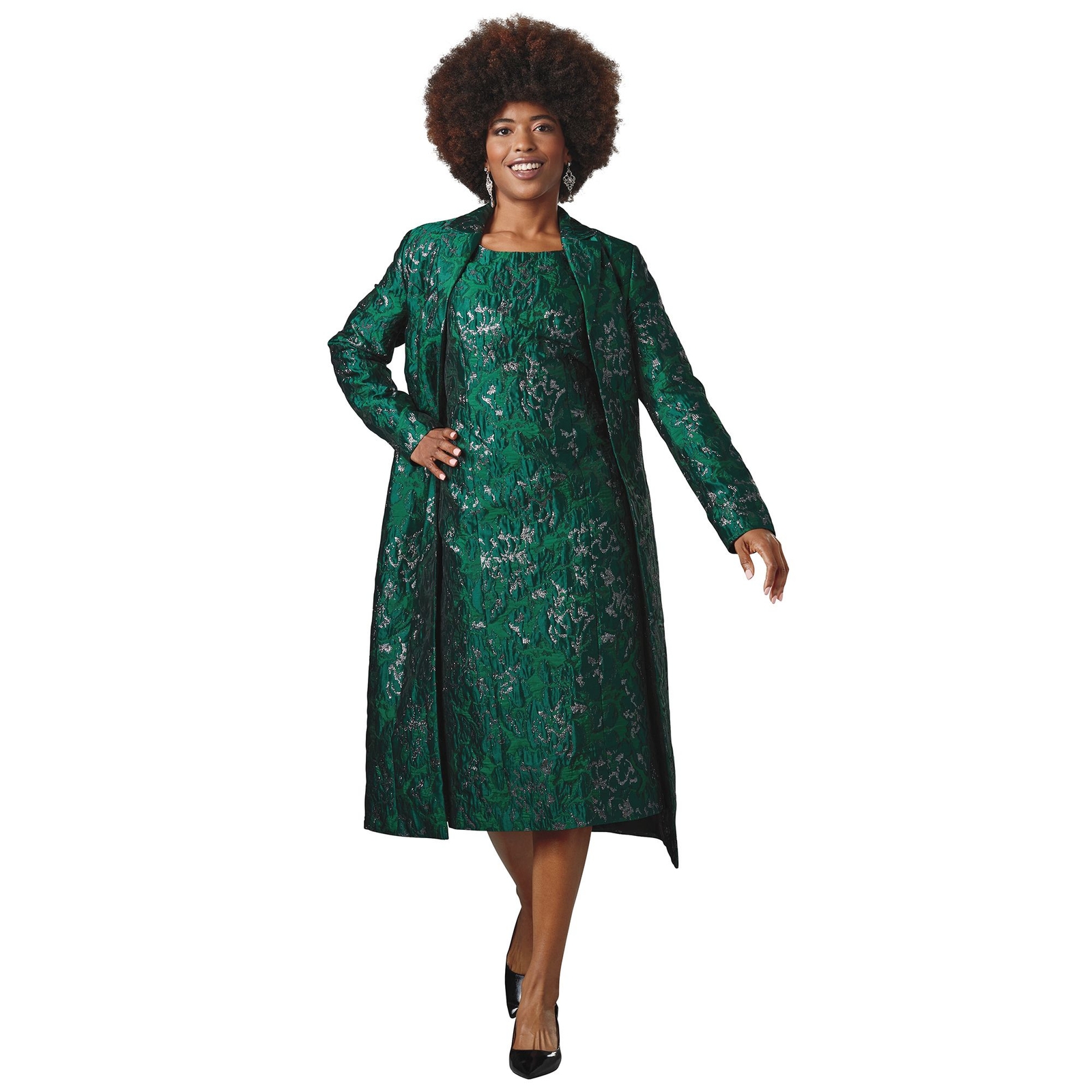Masseys Jacquard Dress Set Green Suits 8