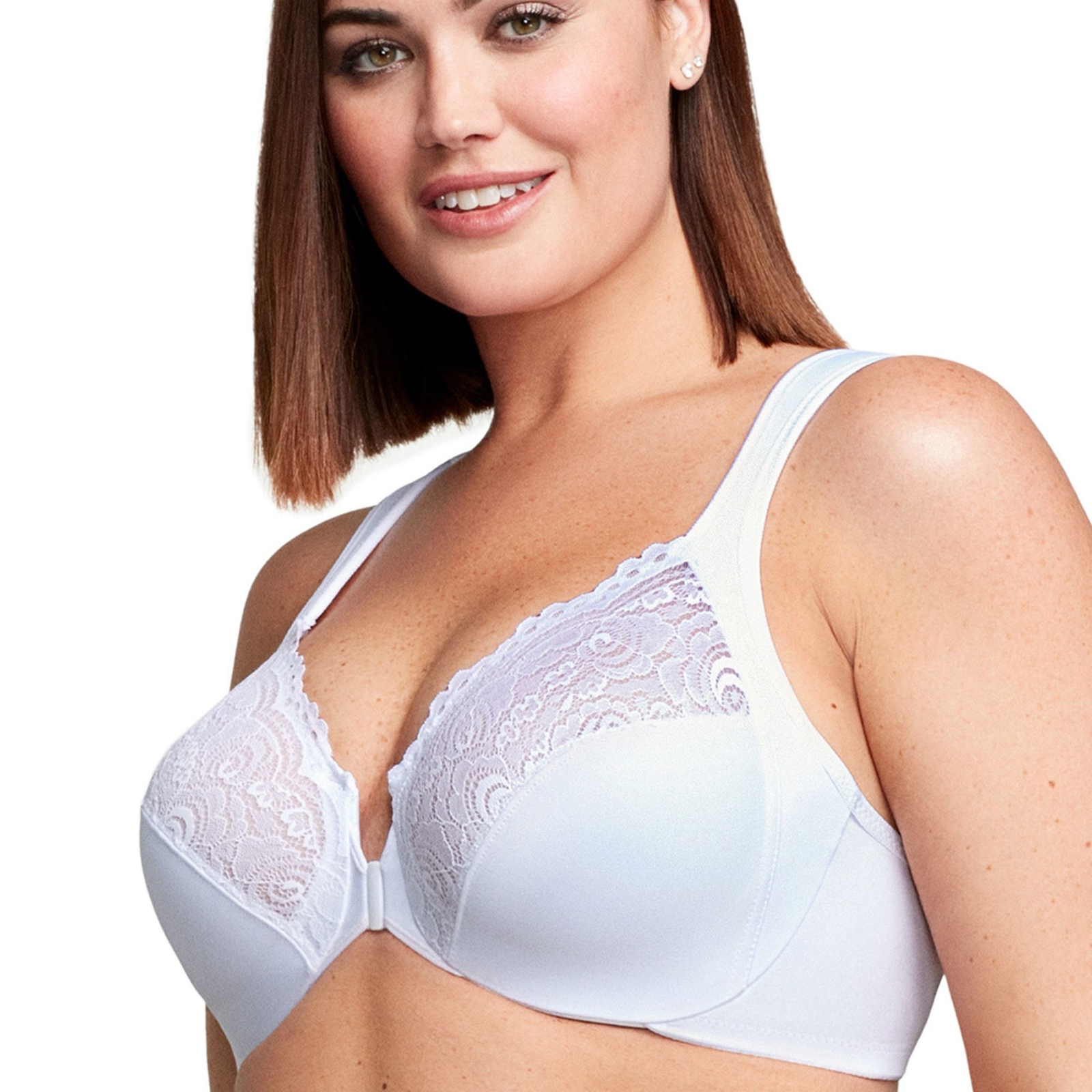 Glamorise Front-Close Wonderwire Bra White Bras 48-F