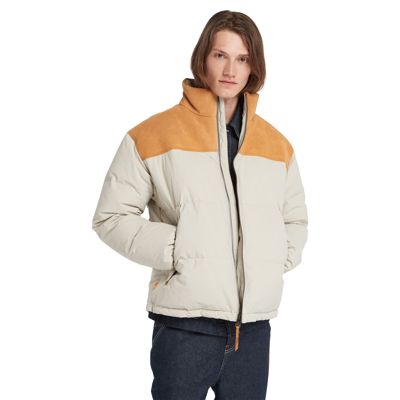 Timberland Men's DWR Recycled Down Welch Mountain Puffer Bone Coats L
