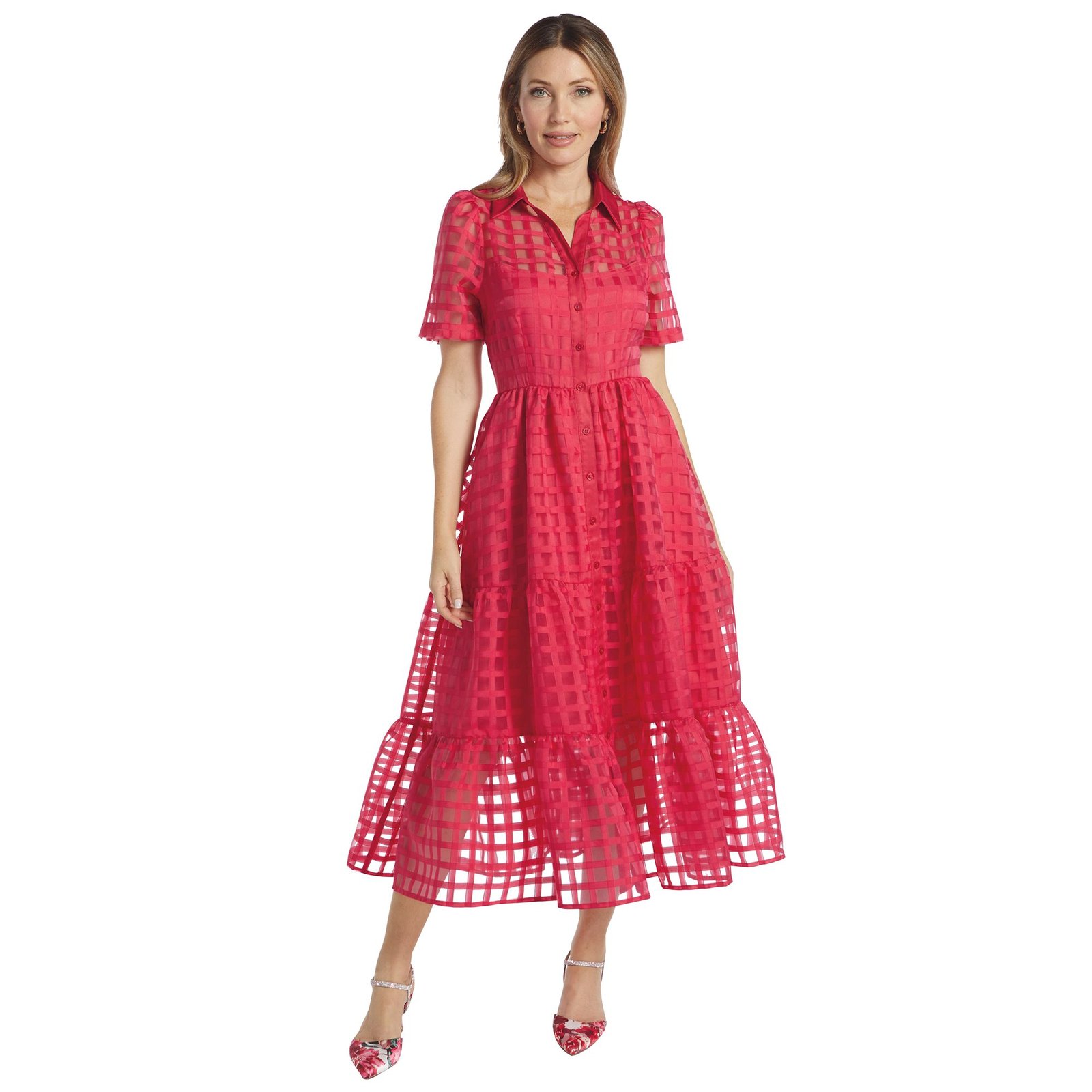Masseys Organza Shirt Dress Pink Dresses 20W
