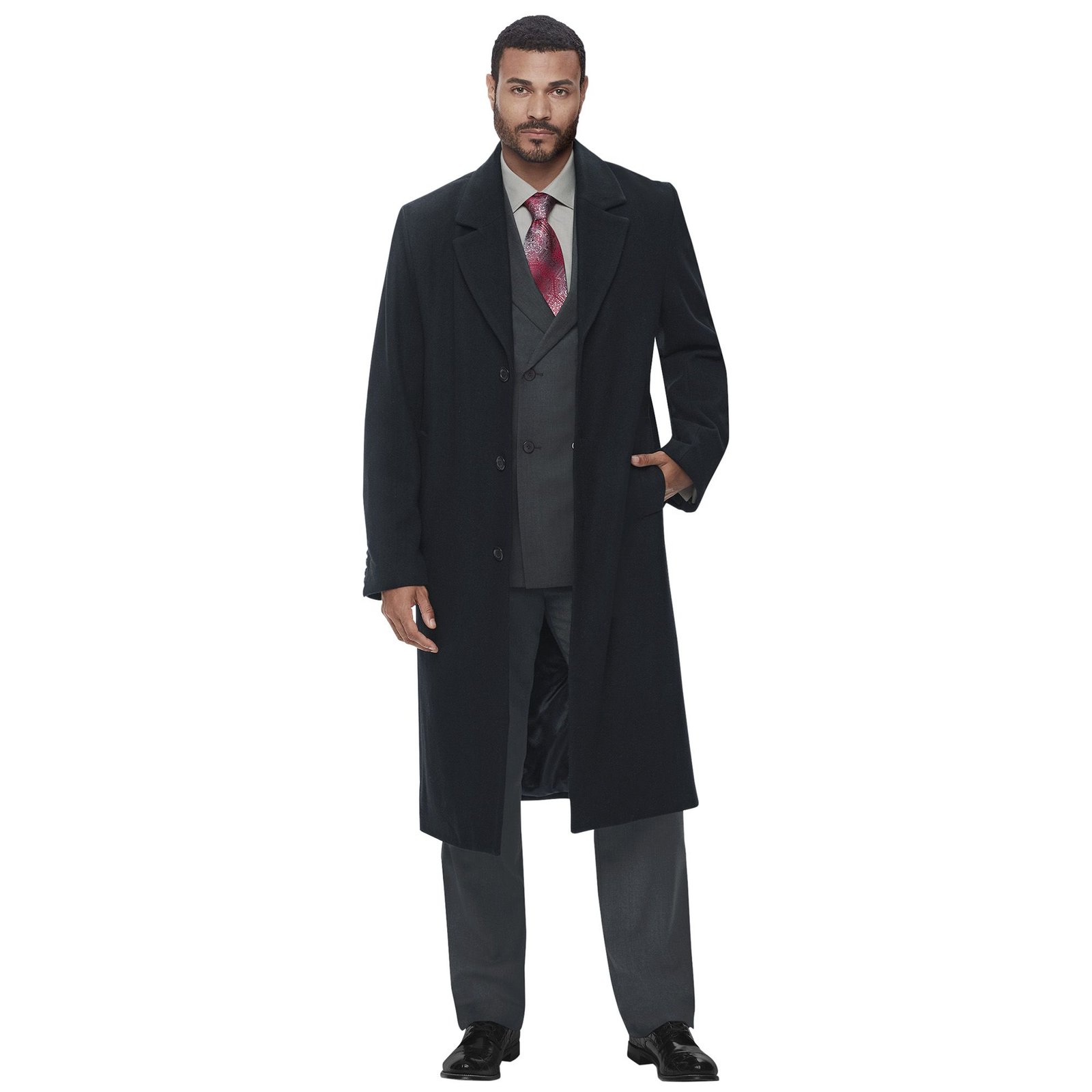 Mason Signature Men's Wool-Blend Overcoat Black Coats