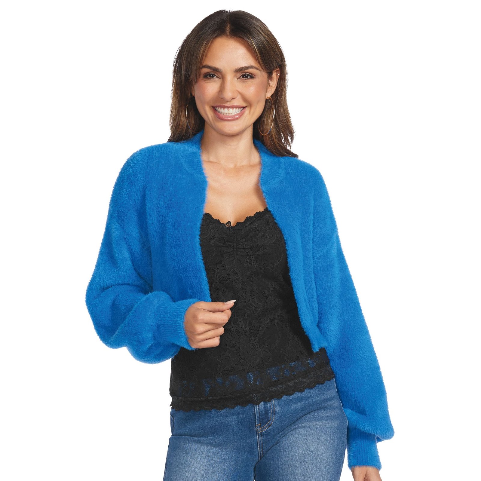 Masseys Fuzzy Cardigan Blue Sweaters