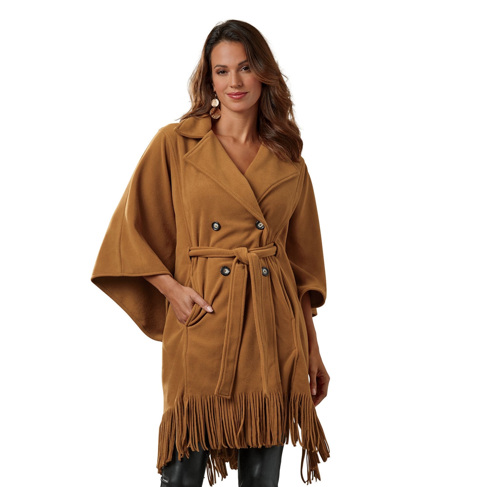 Masseys Collared Poncho Coat Brown Coats 2X