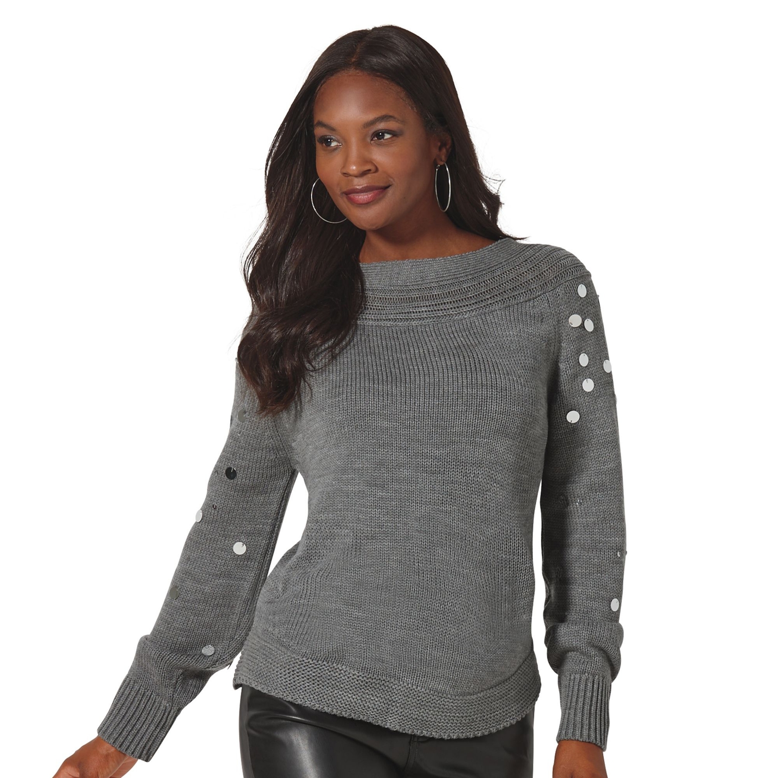 K. Jordan Sequin Sweater Grey Sweaters 4X