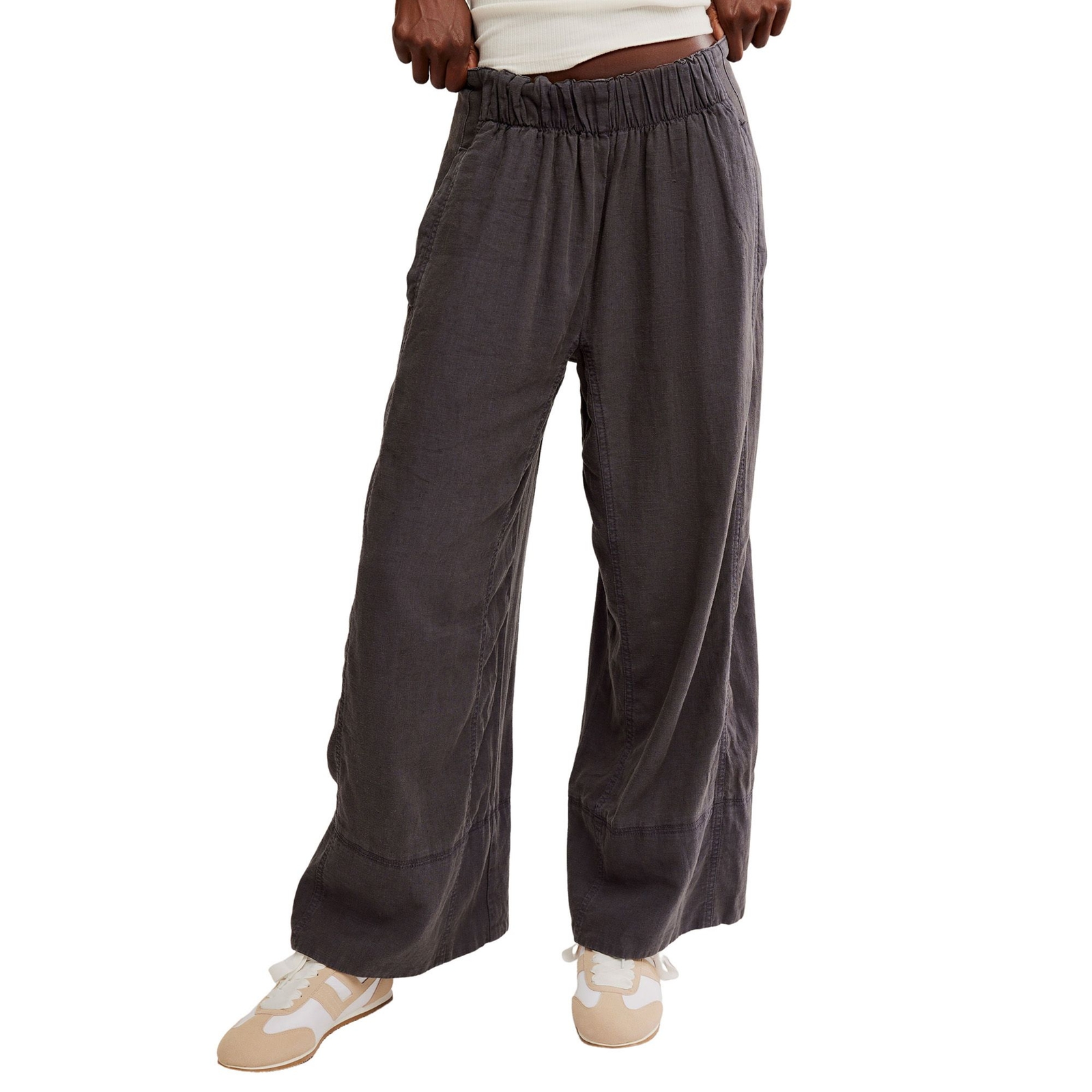 Free Peope Days End Linen Pull On Black Pants L-Regular