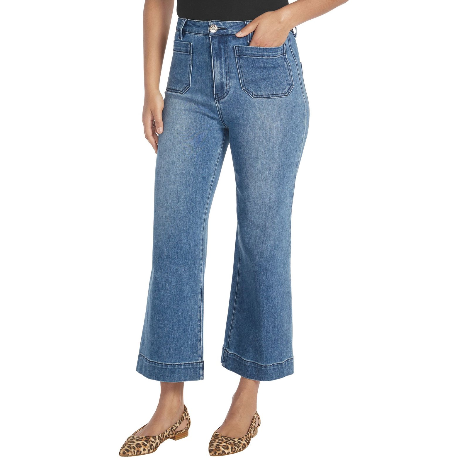 Masseys High-Rise Cropped Patch Pocket Jean Blue Pants 30W