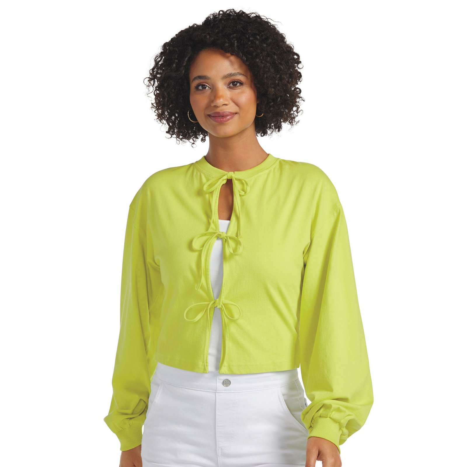 Masseys Bow Anywhere Cardigan Yellow Knit Tops 5X