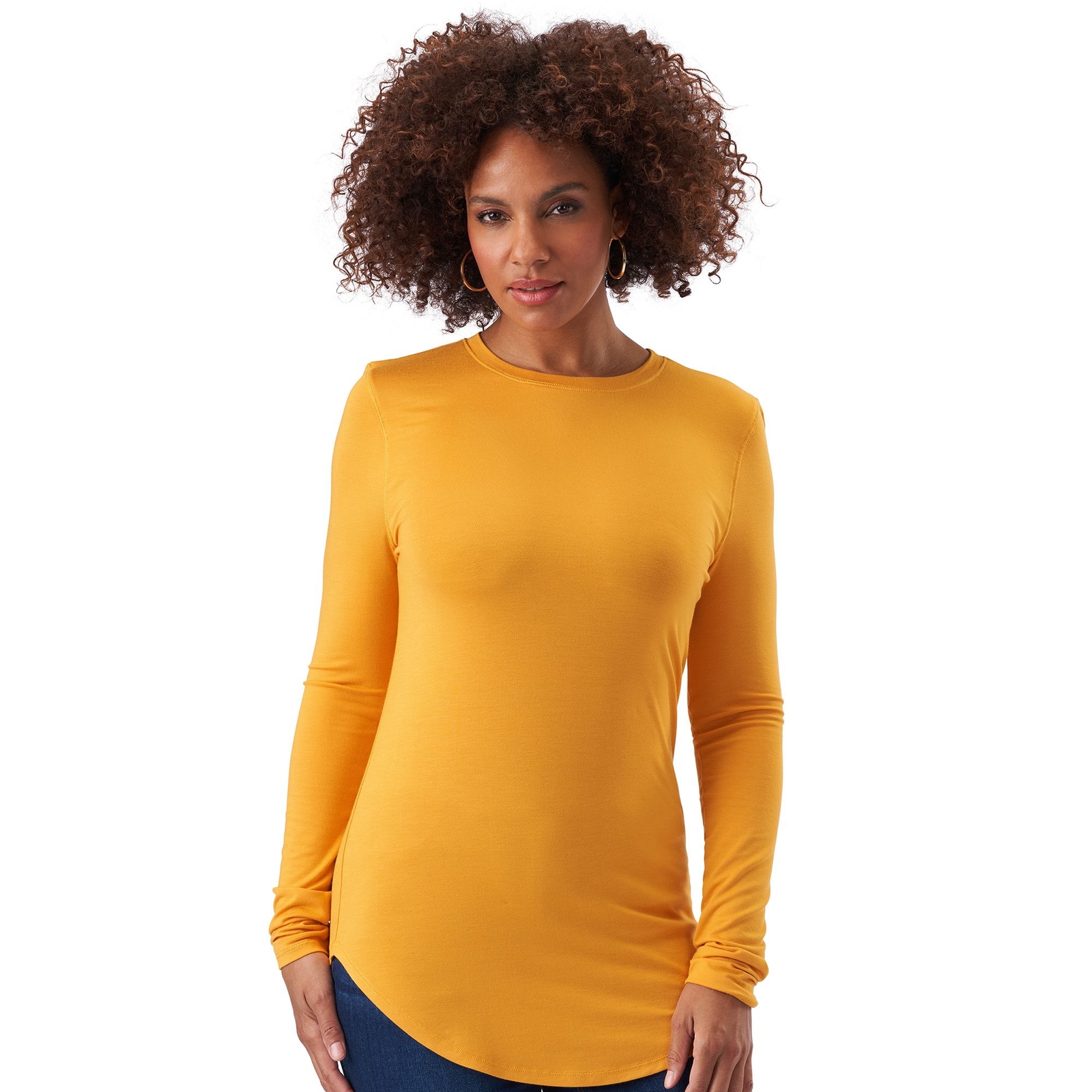 Masseys Essential Long-Sleeved Crew Neck Tee Brown Knit Tops 4X
