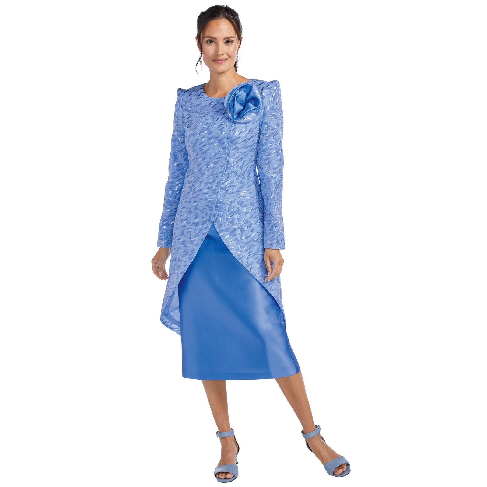 Masseys Split Peplum Suit Blue Suits 16W