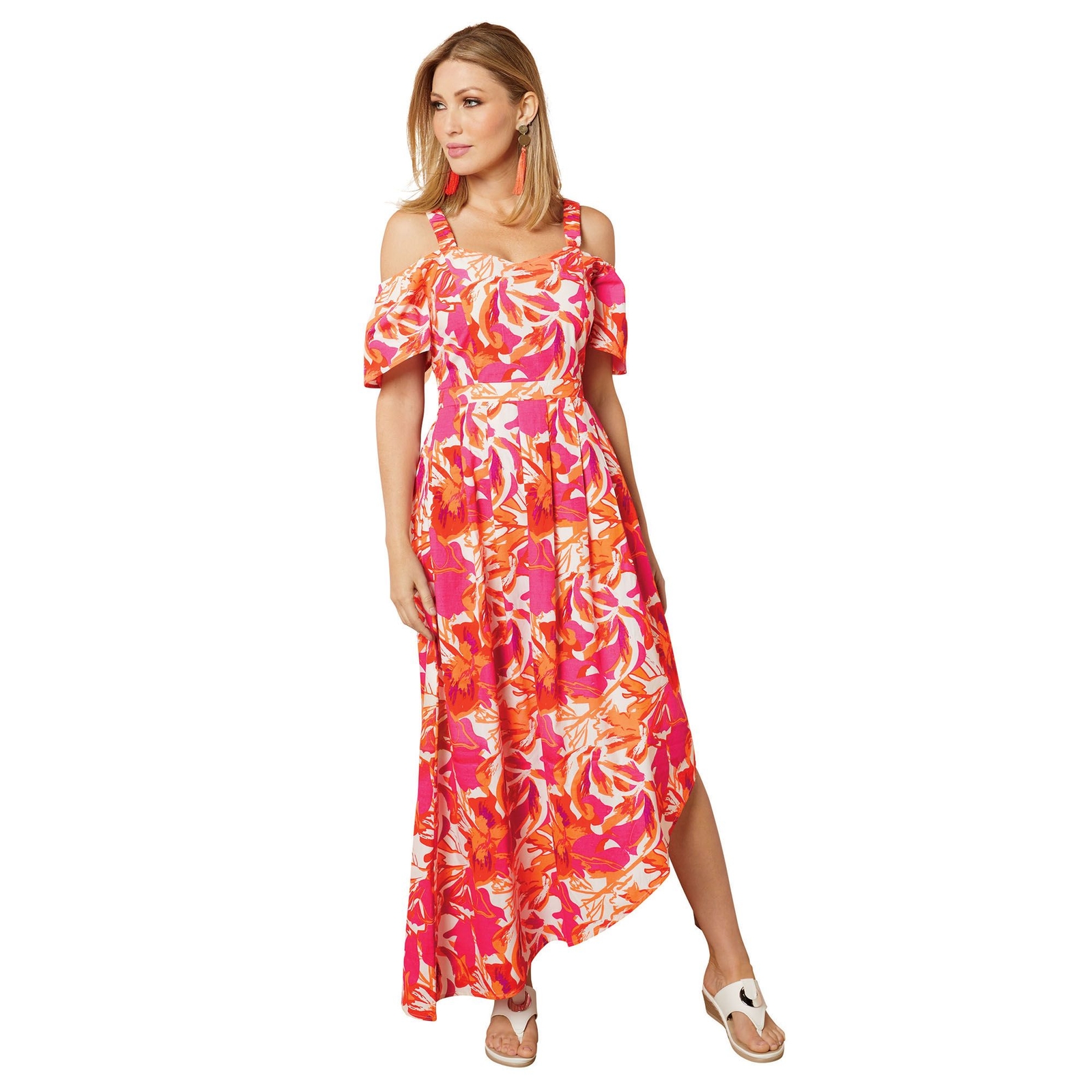 Masseys Cold Shoulder Asymmetric Hem Dress Multi Dresses M