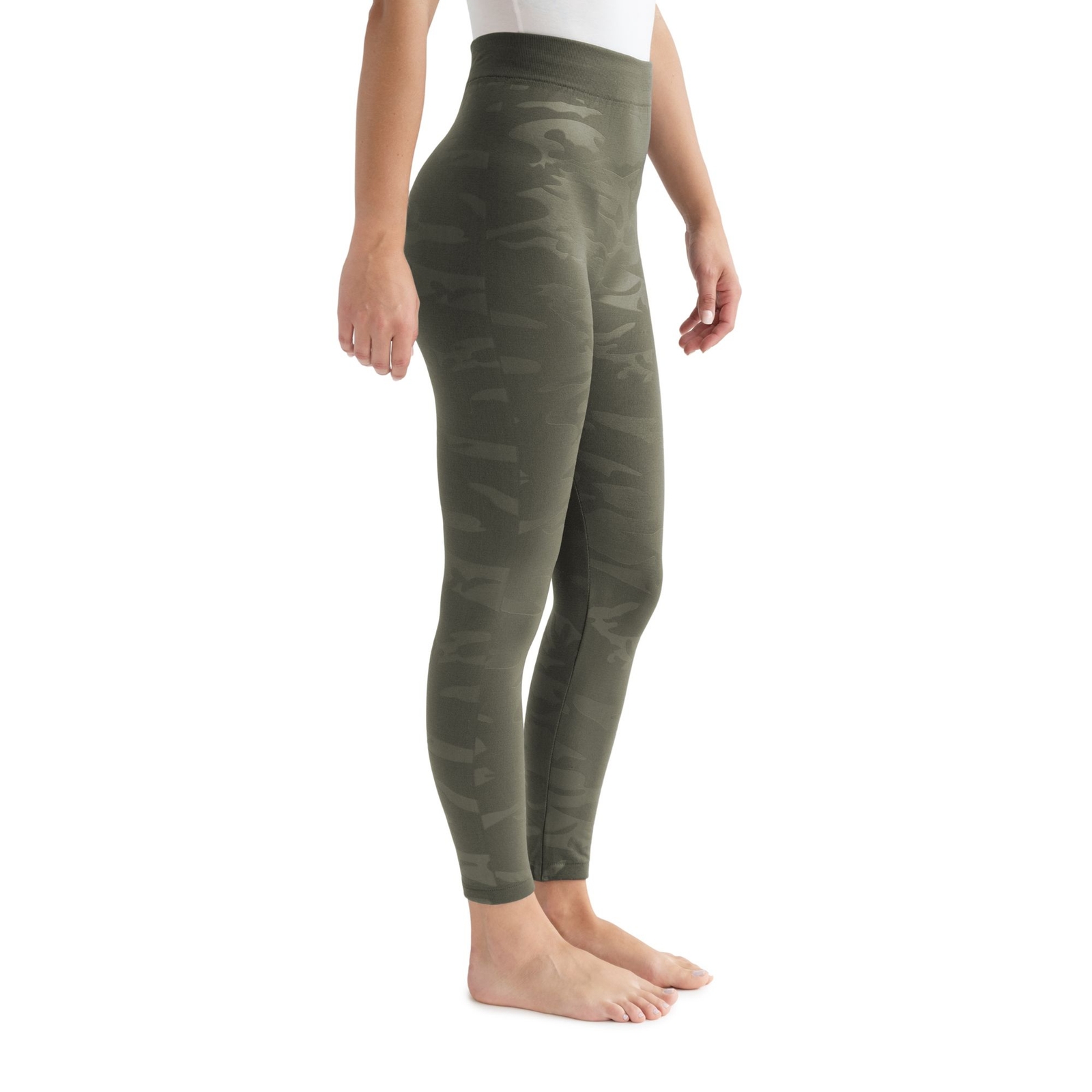MUK LUKS Women's Fleece Lined Embossed Legging Green Pants L/X-Regular