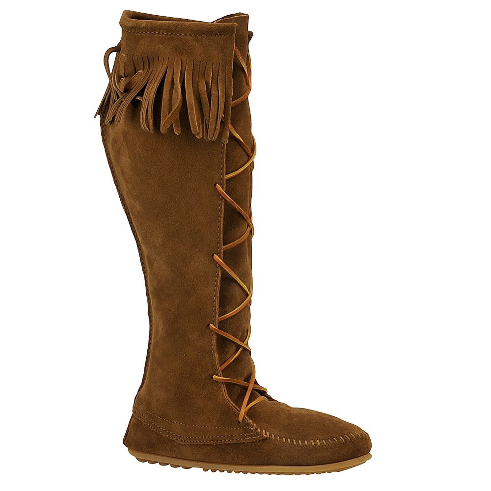 Minnetonka Front-Lace Hardsole Knee-High Boots for Ladies - Dusty Brown