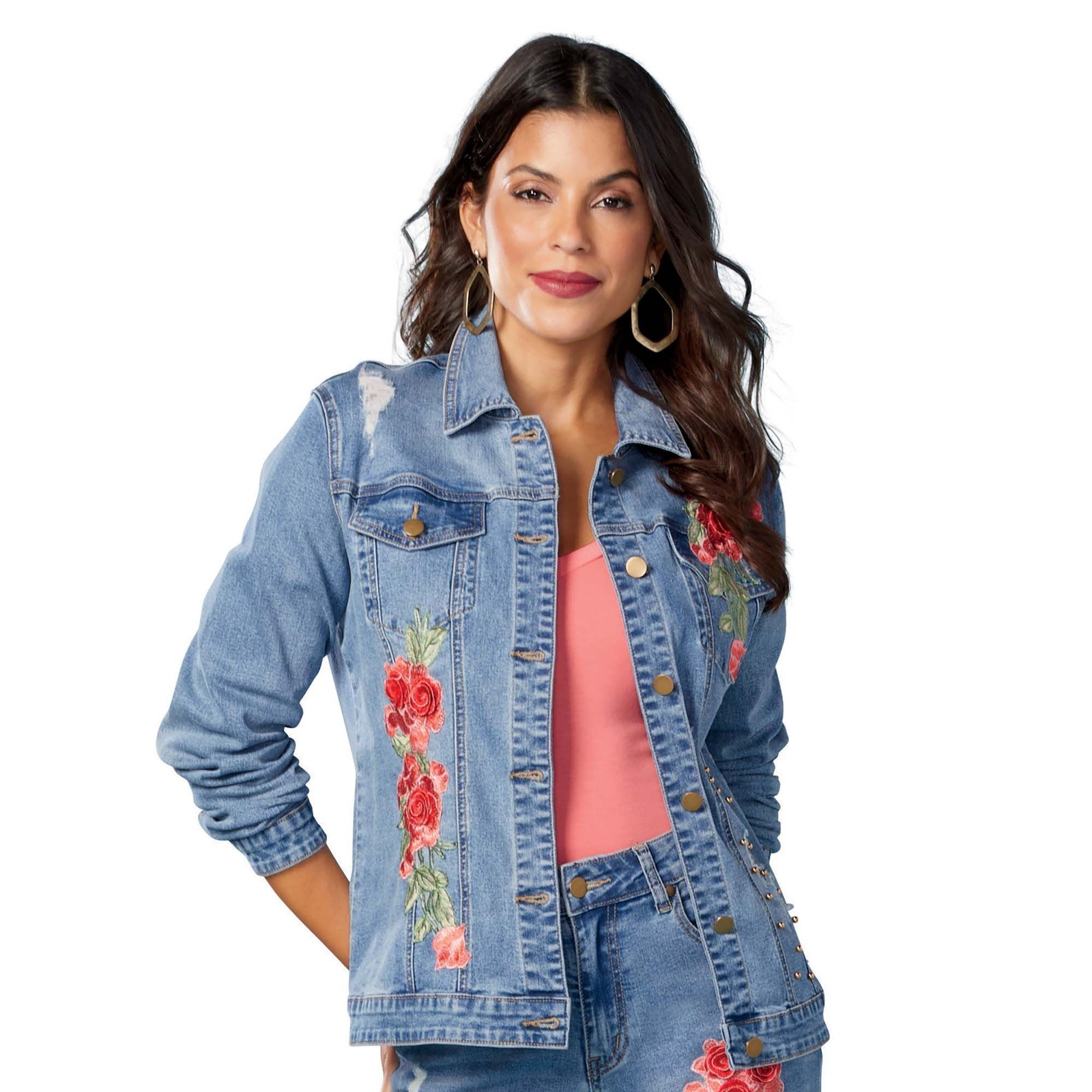 Masseys Floral AppliquÃ© Jean Jacket Multi Jackets 10