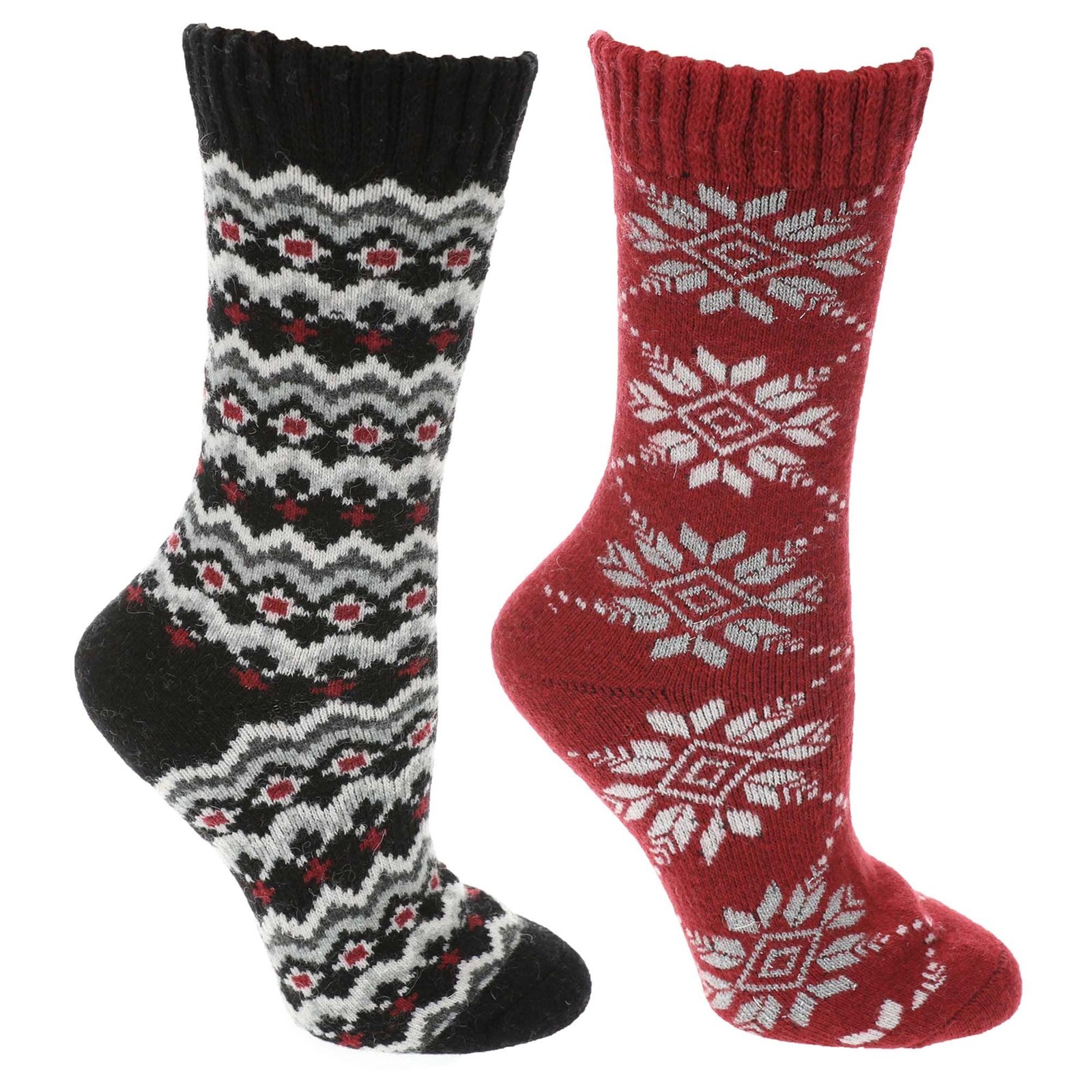 MUK LUKS Wool Boot Sock 2-Pack Black Socks One Size