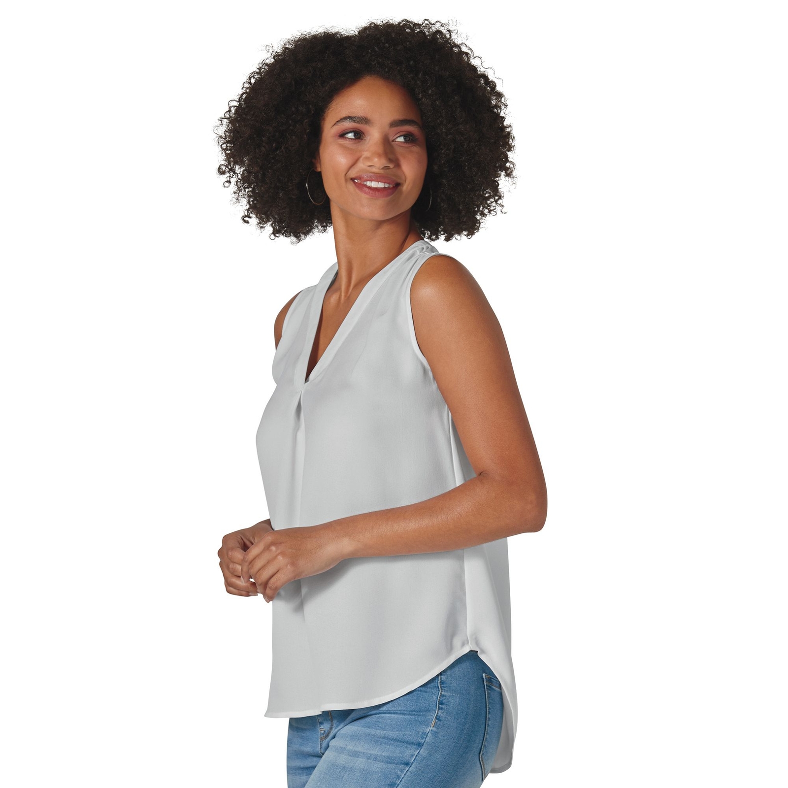 Masseys Sleeveless V-Neck Shirt White Shirts S