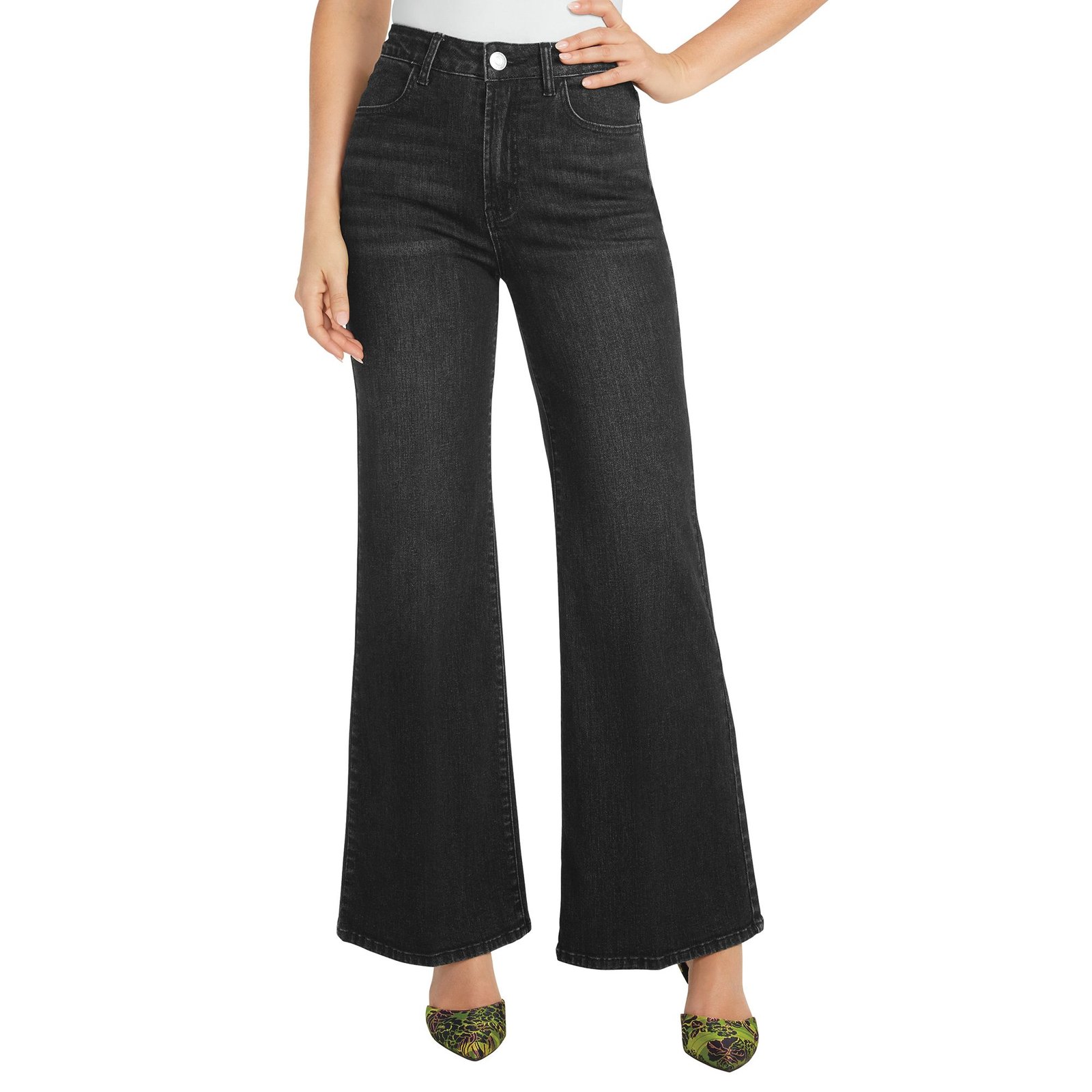 Masseys High-Rise Wide-Leg Jean Black Pants 30W