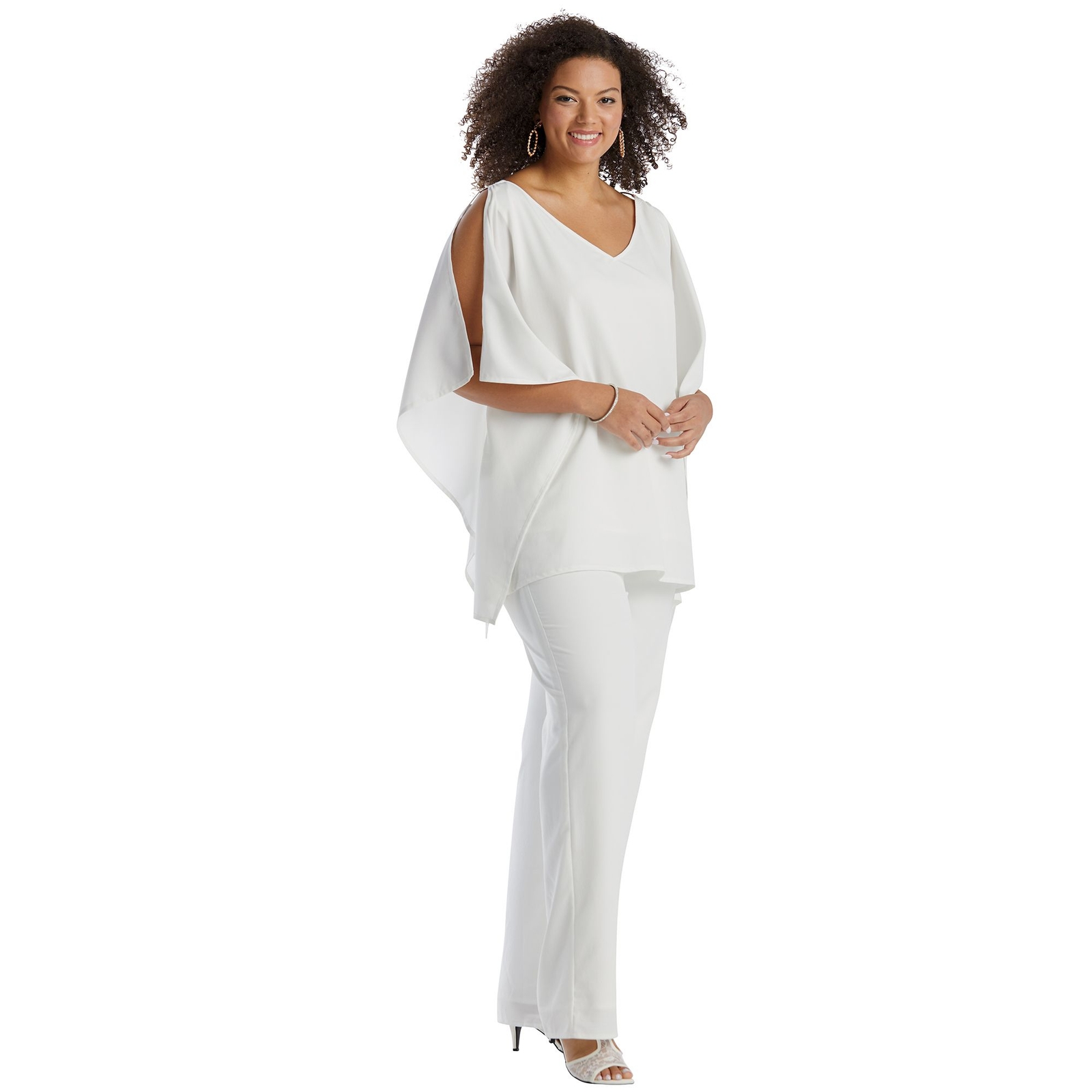 Masseys Flowy Top and Pant Set White Sets S