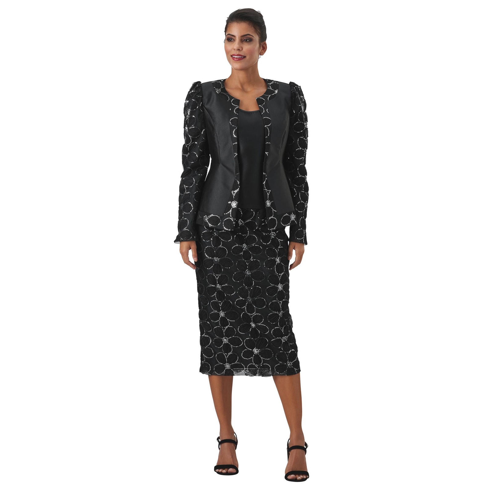 Masseys Sequin Embellished Suit Black Suits 10