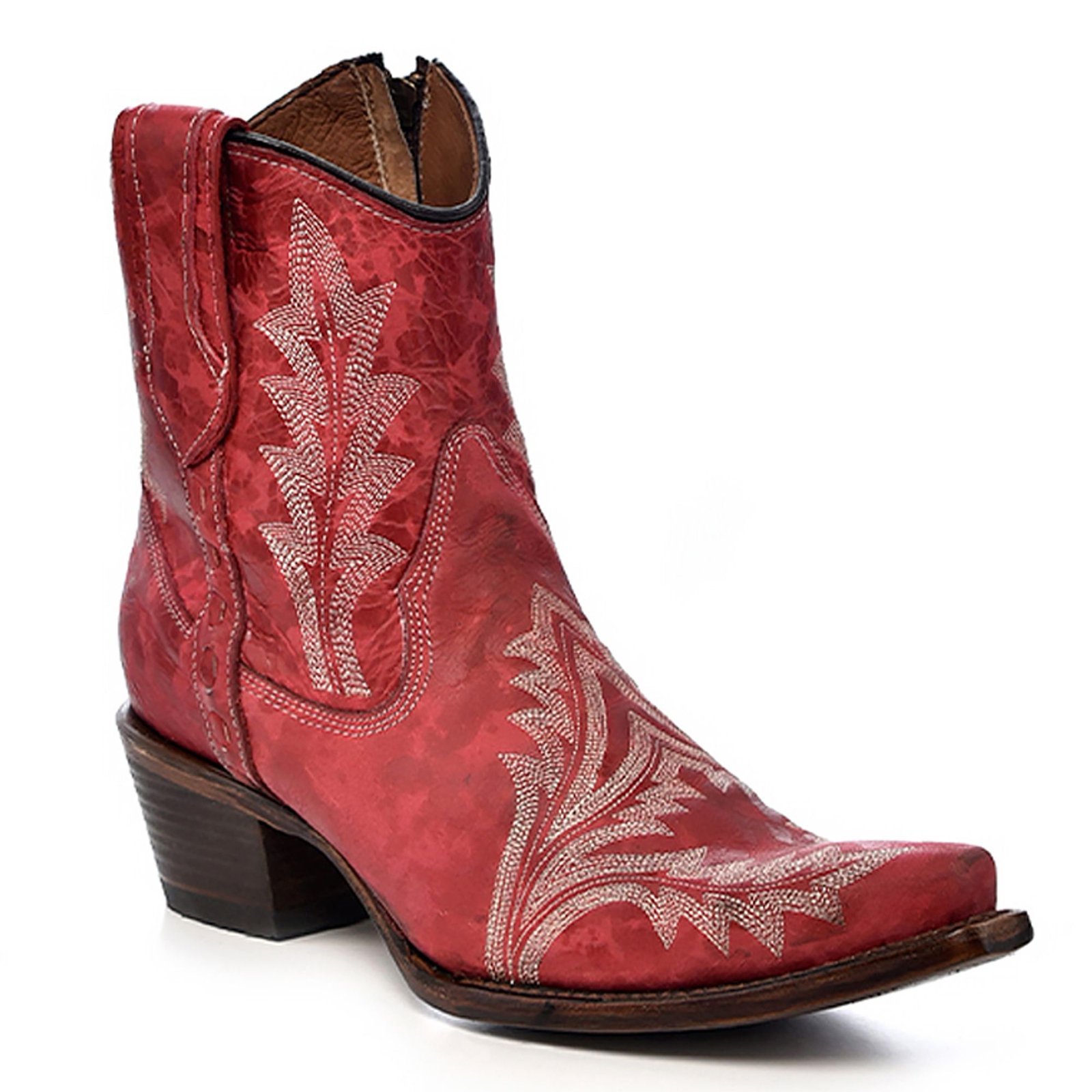 CORRAL Ld Red Embroidery & Zipper Ankle Boot, Size: 7.5, Width: M (L5704-M-7.5)