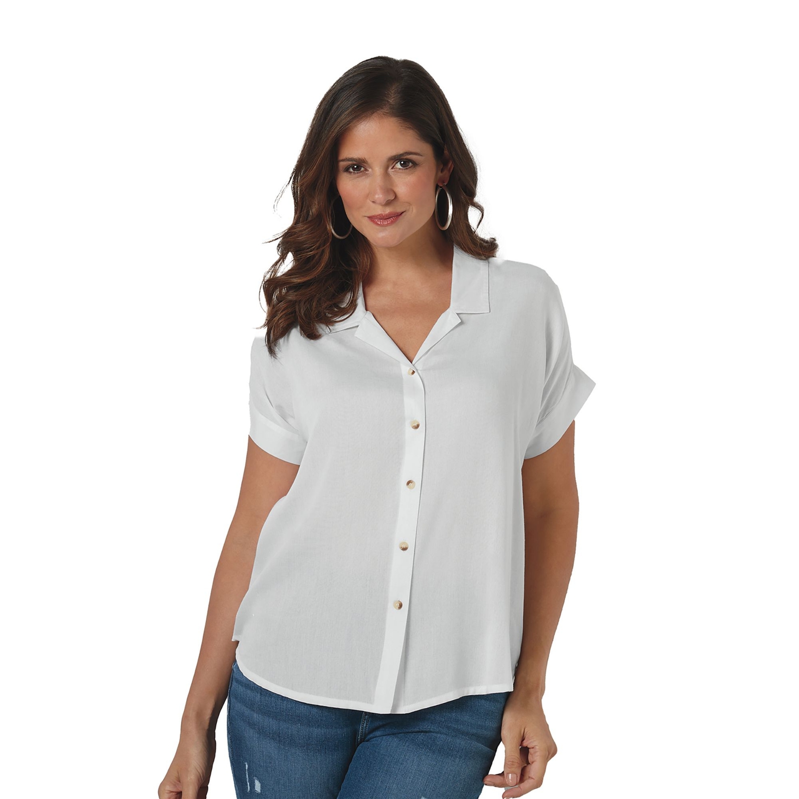 Masseys Short-Sleeved Boyfriend Shirt White Shirts 3X