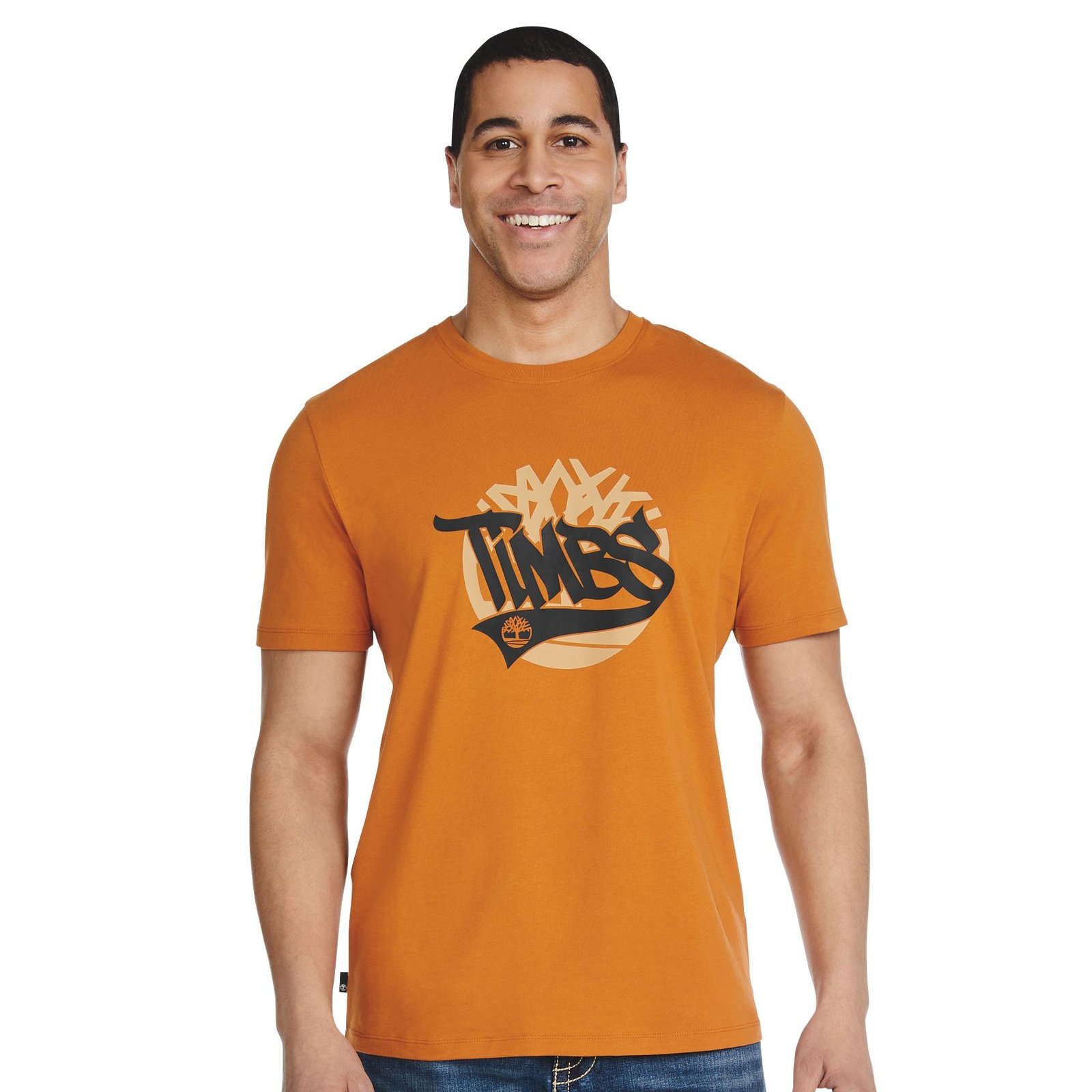 Timberland Men’s Brand Carrier Front Graphic Tee Brown Orange Knit Tops L Timberland Men’s Brand Carrier Front Graphic Tee Brown Orange Knit Tops L