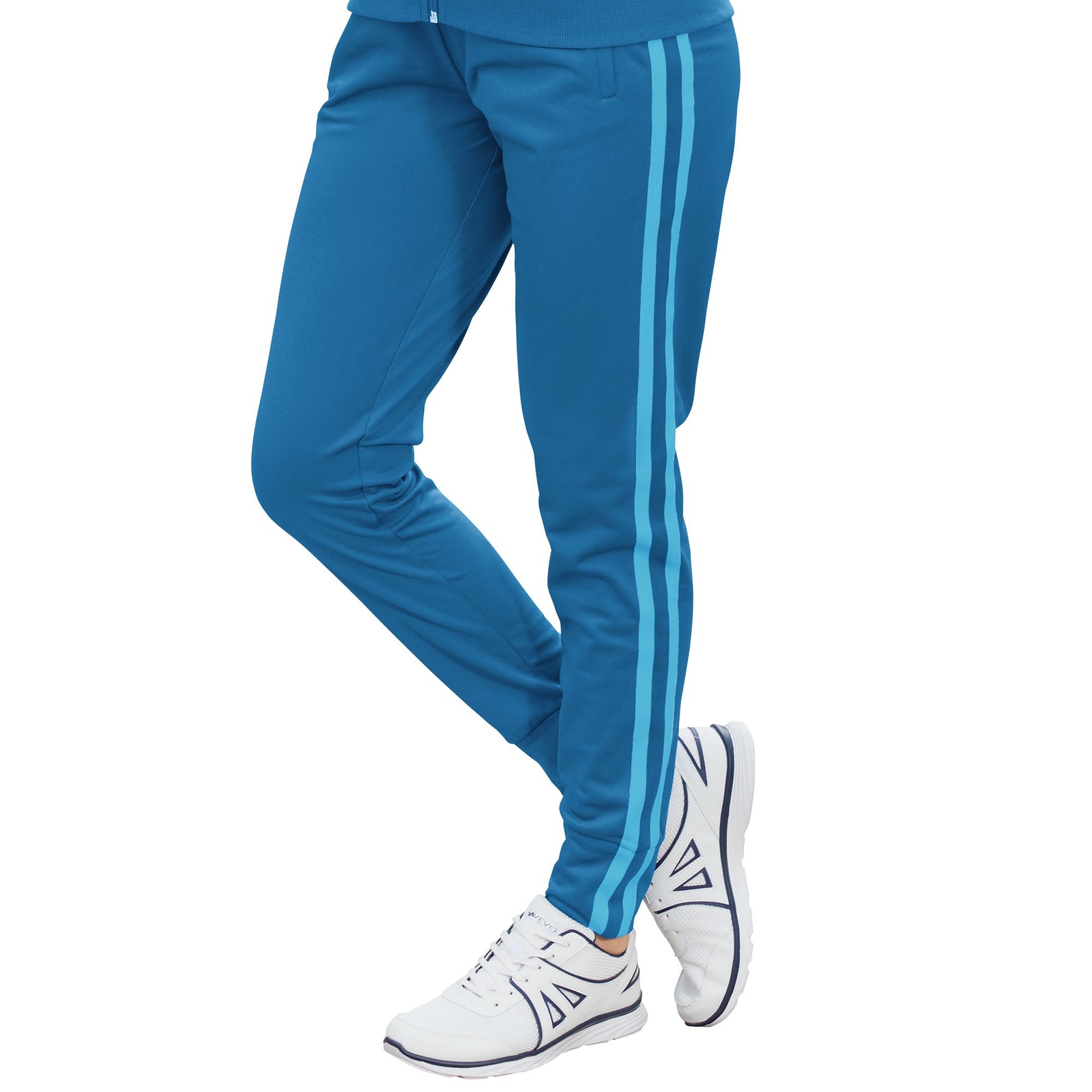 VEVO ACTIVE Women's Striped Track Jogger Blue Pants 4X-Regular