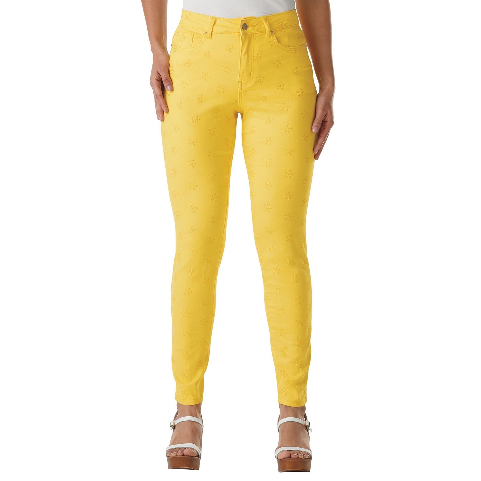 Masseys Eyelet Ankle Skinny Jean Yellow Pants 16W-Regular