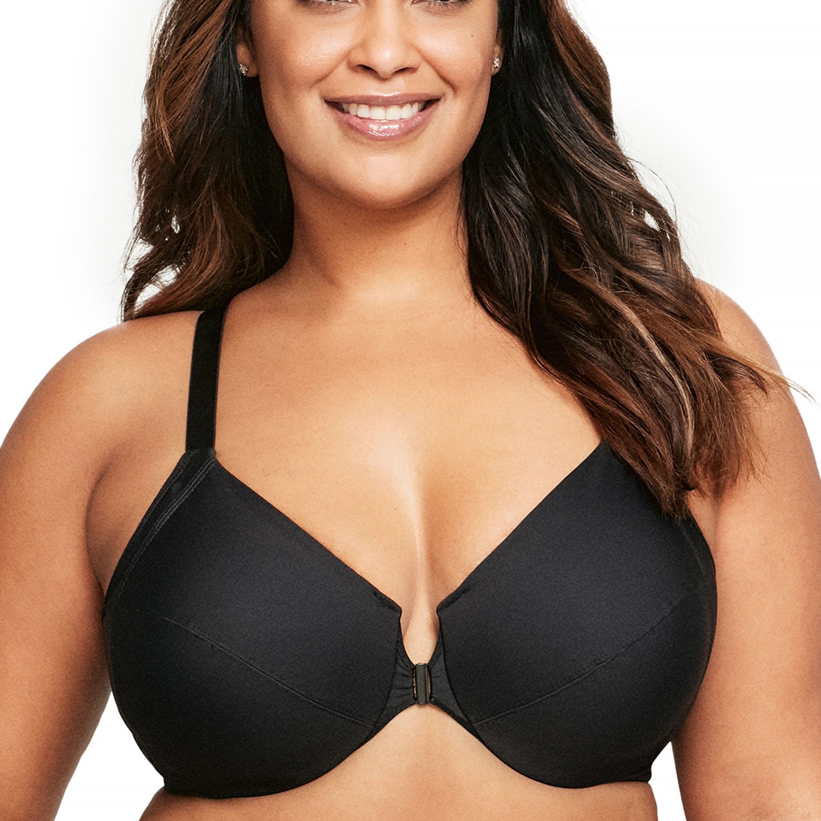 Glamorise Wonderwire Front-Close Smoothing Bra Black Bras 42-H