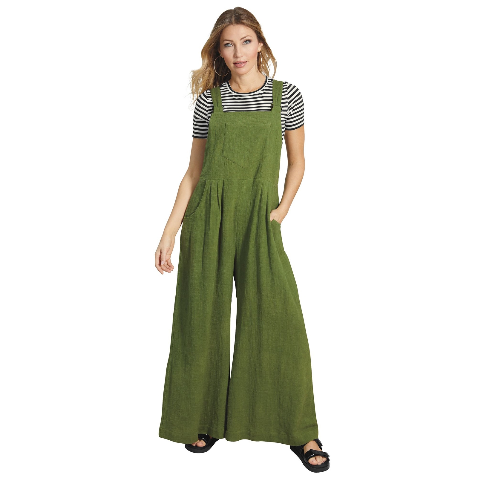 Masseys Breezy Woven Overall Green Pants L-Regular