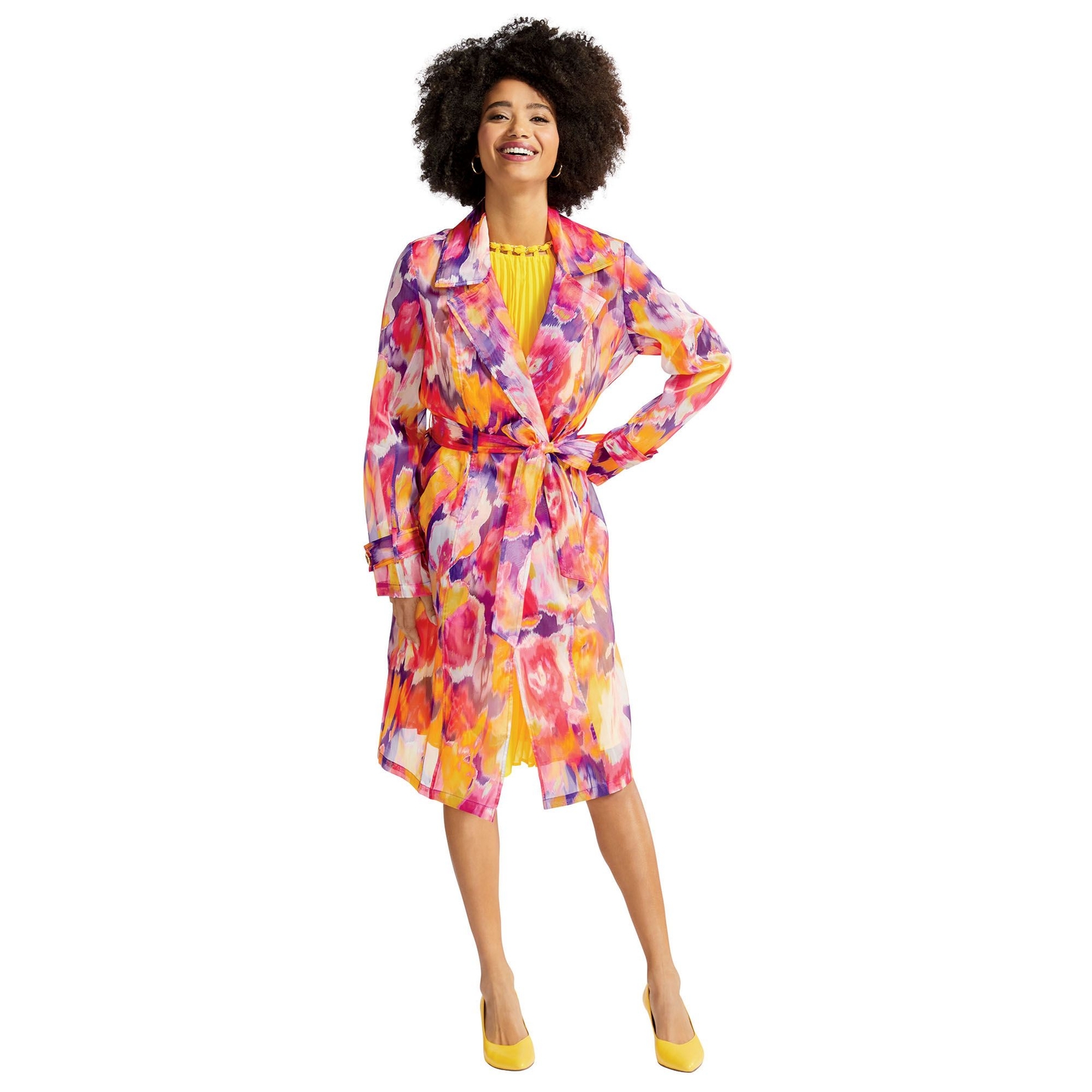 Masseys Sheer Organza Trench Coat Multi Jackets M
