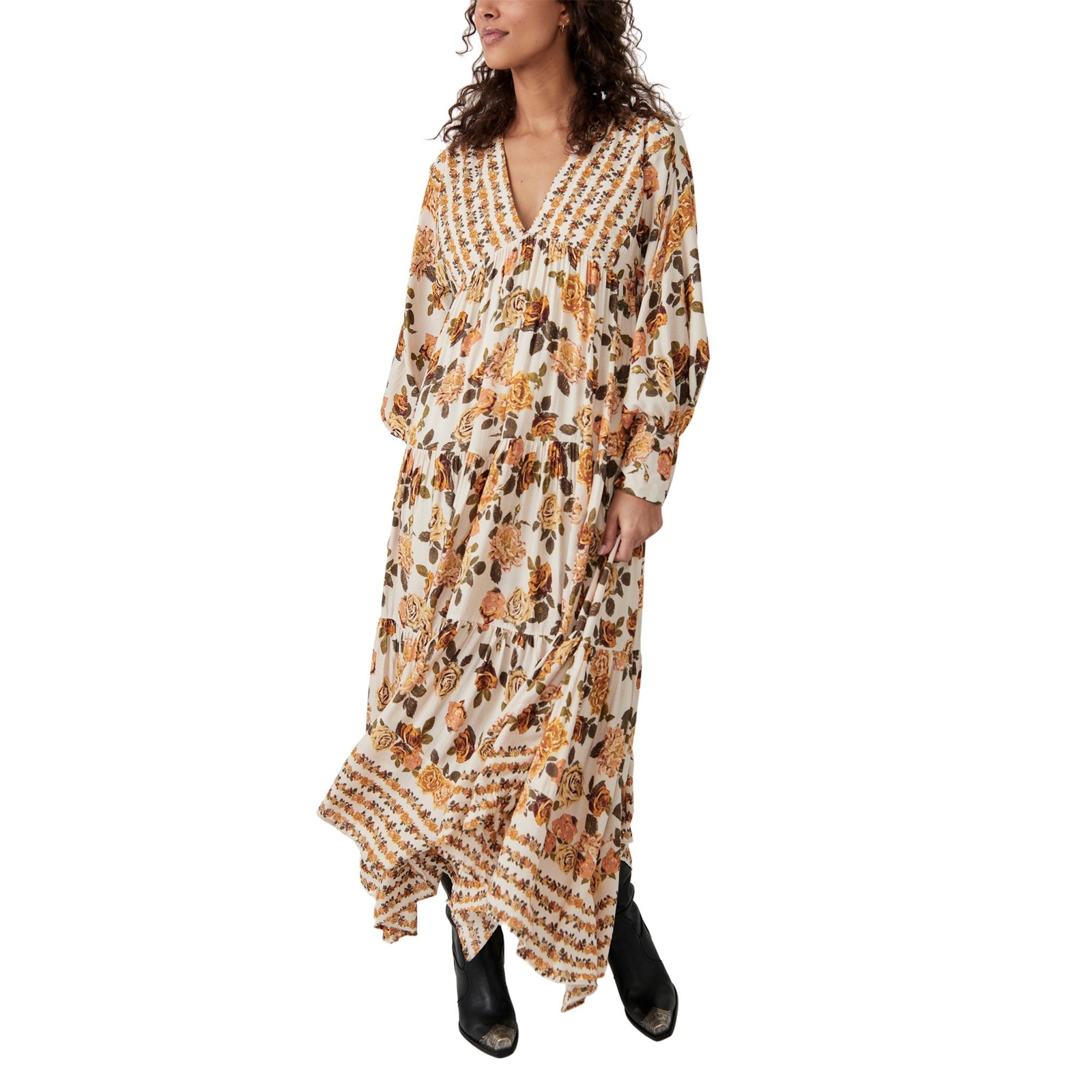 Free People Women's Rows of Roses Maxi Dress Multi Dresses S