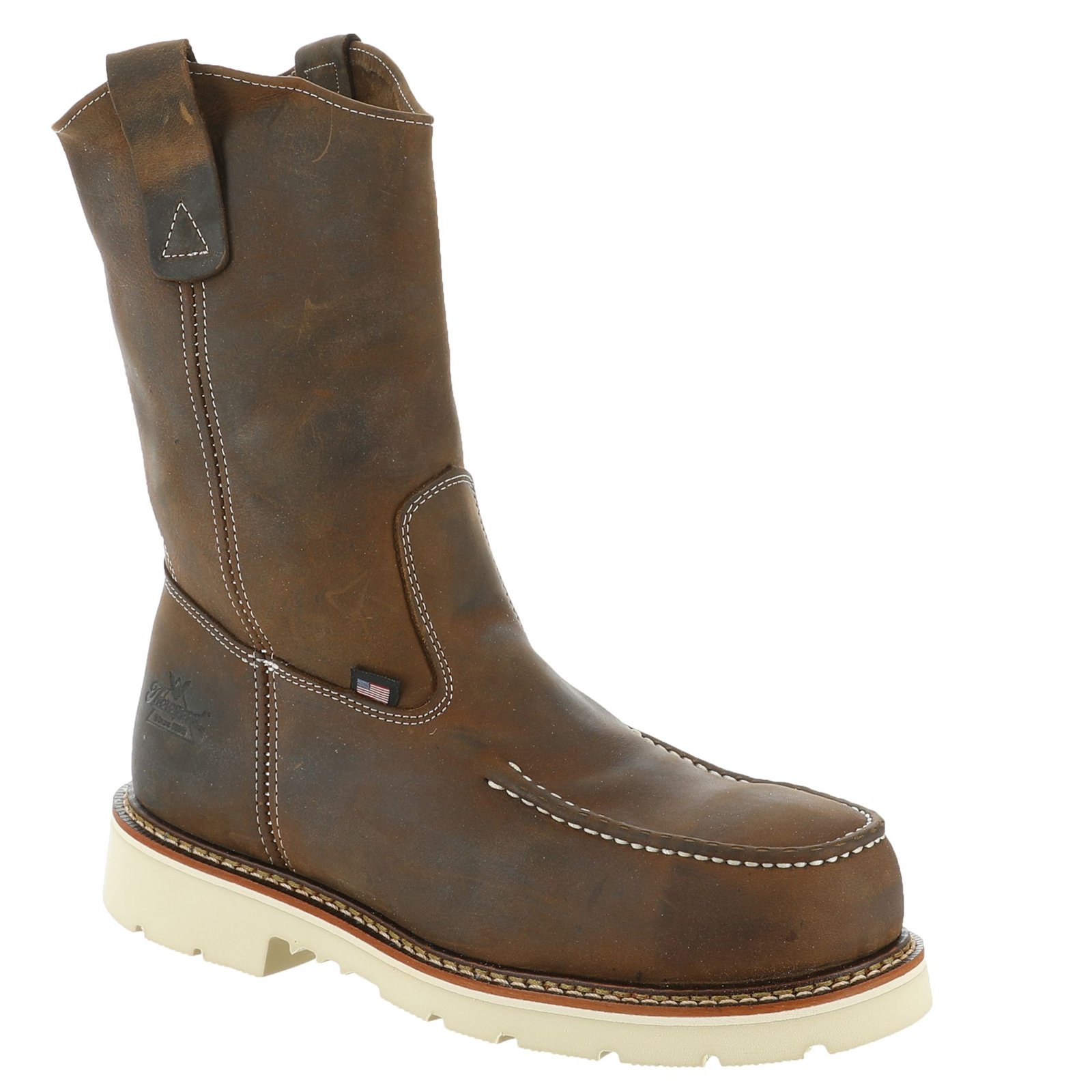Thorogood American Heritage 11" Steel Moc Toe Heeled Wellington Men's Brown Boot 9.5 D