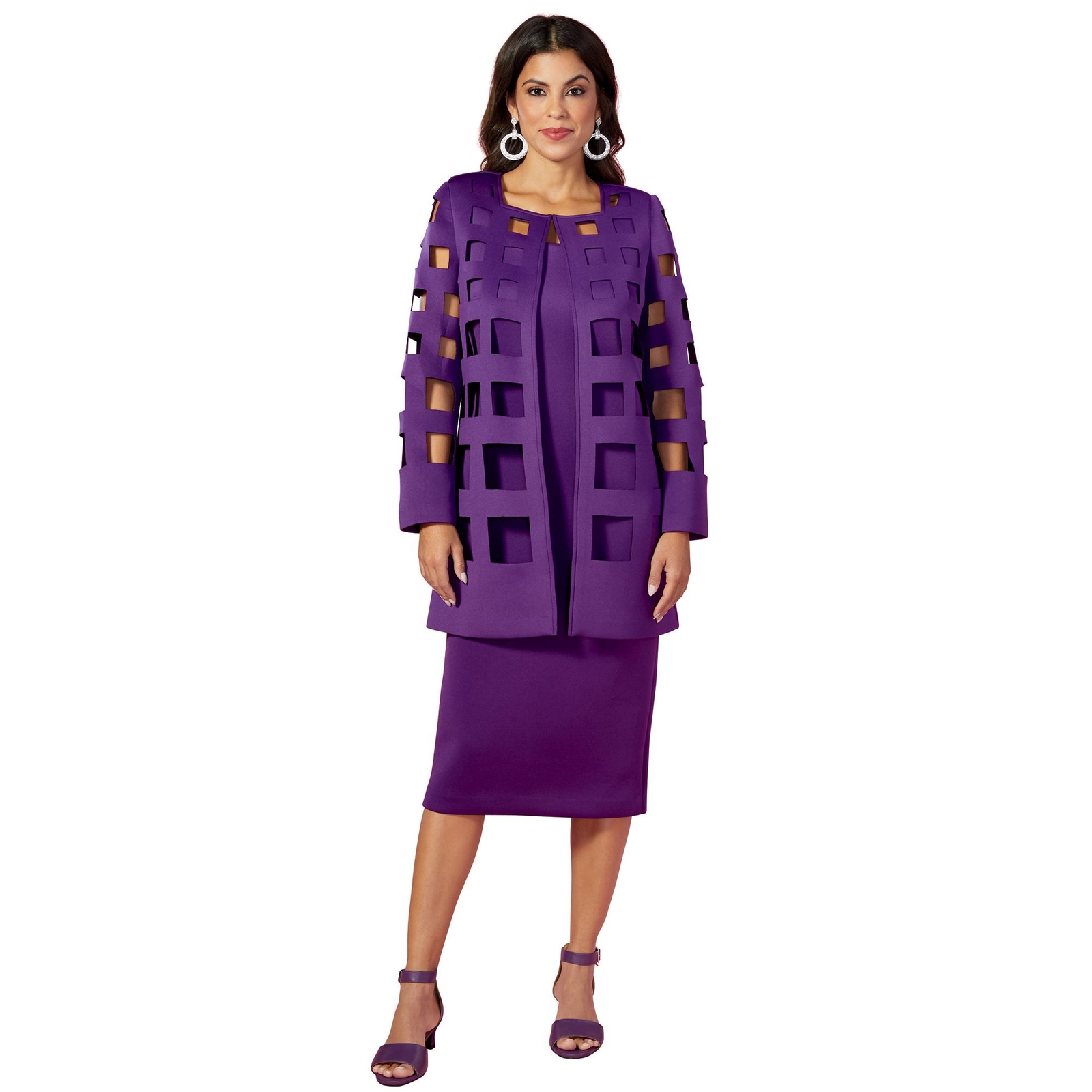 Masseys Cutout Dress and Jacket Suit Purple Suits L
