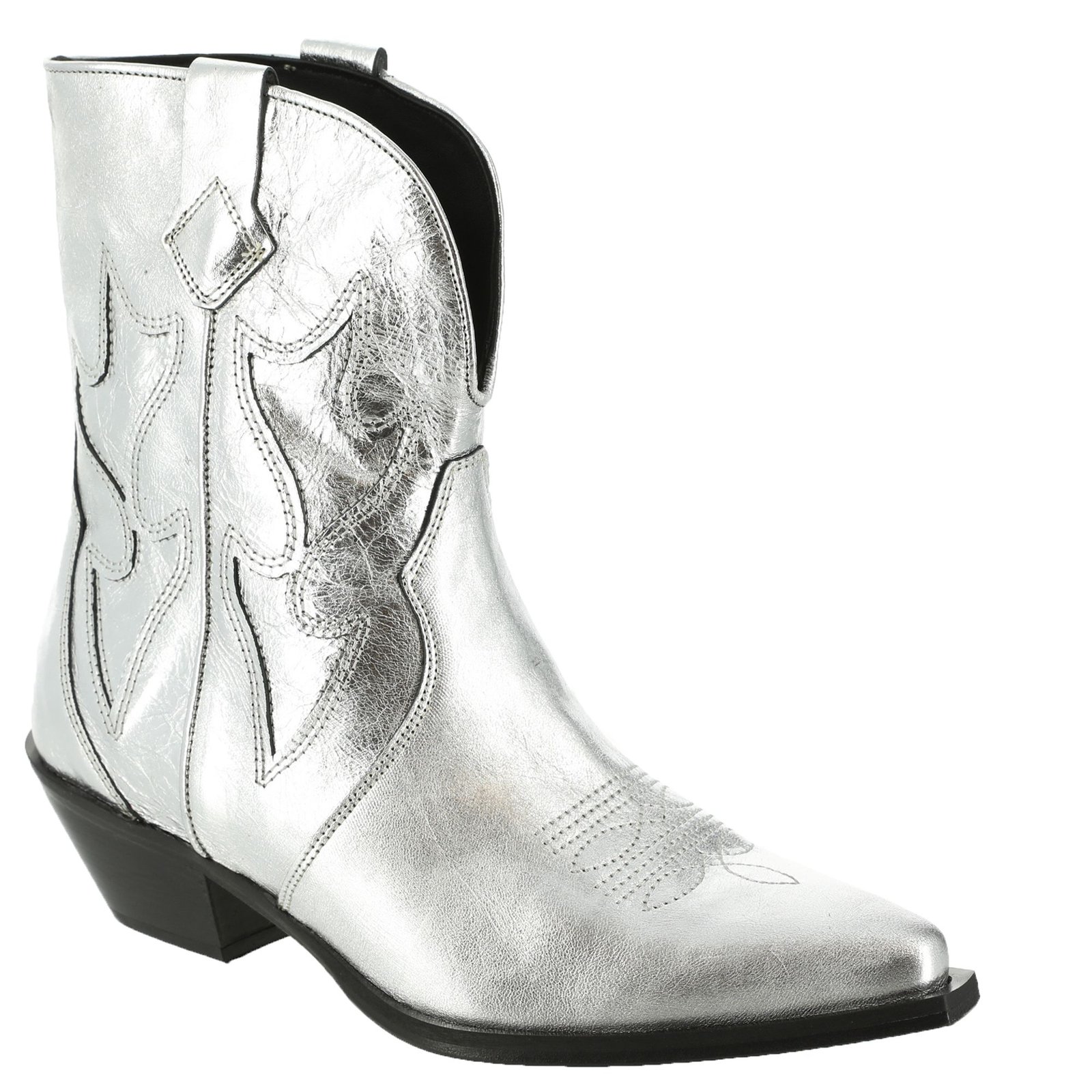 Free People Way Out West Cowboy Women's Metallic Pewter Boot 9