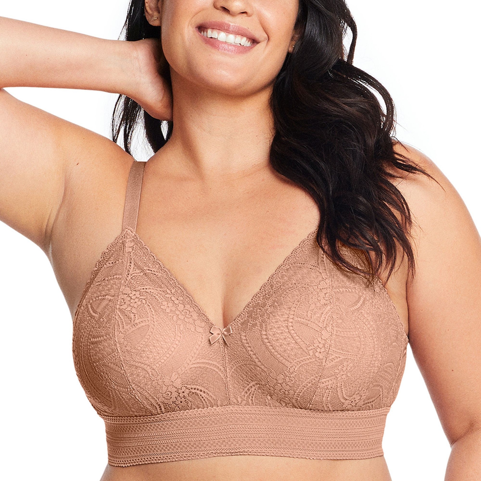 Glamorise Bramour Gramercy Luxe Lace Bralette Tan Bras 40-F