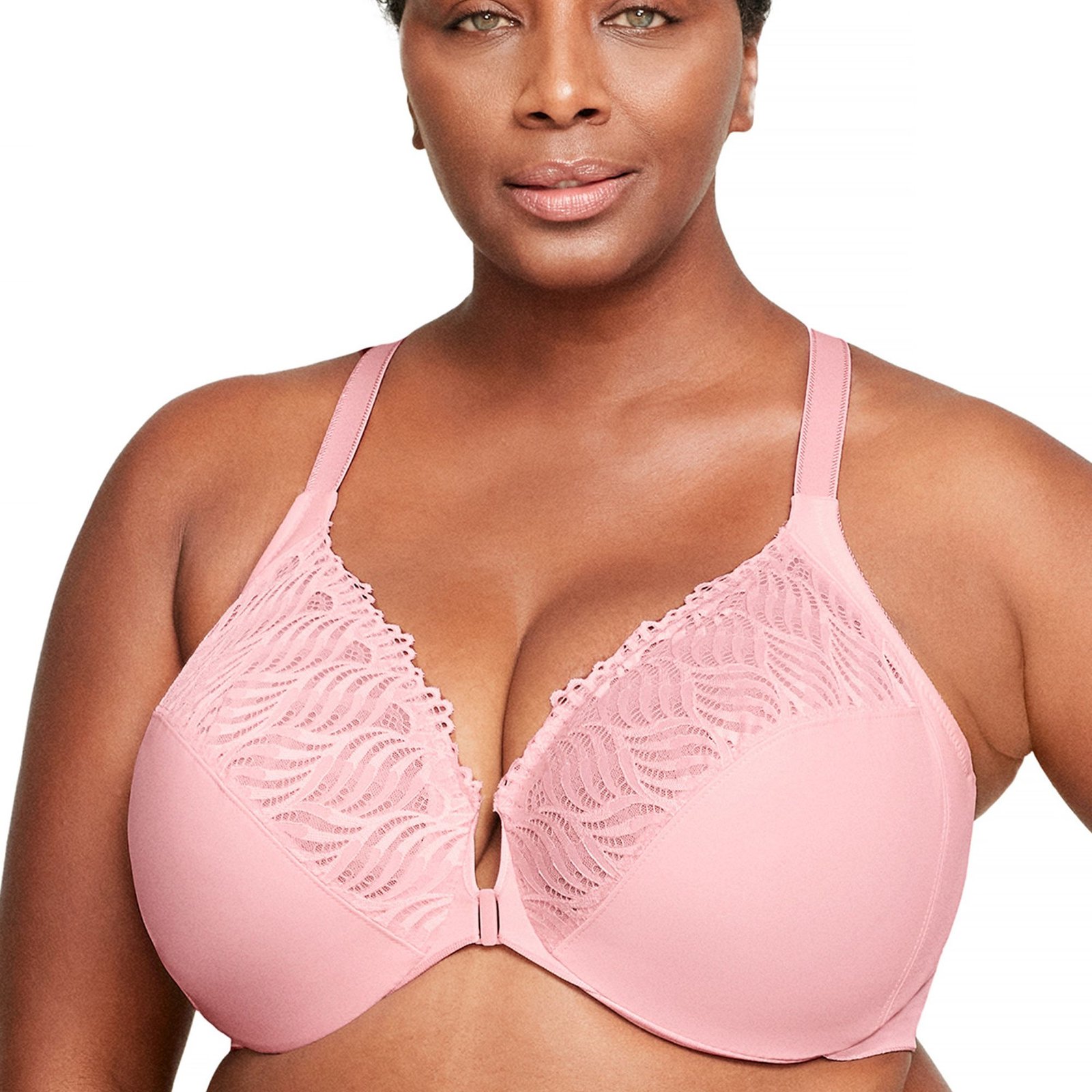 Glamorise Wonderwire Front Close T-Back Bra Pink Bras 34-C