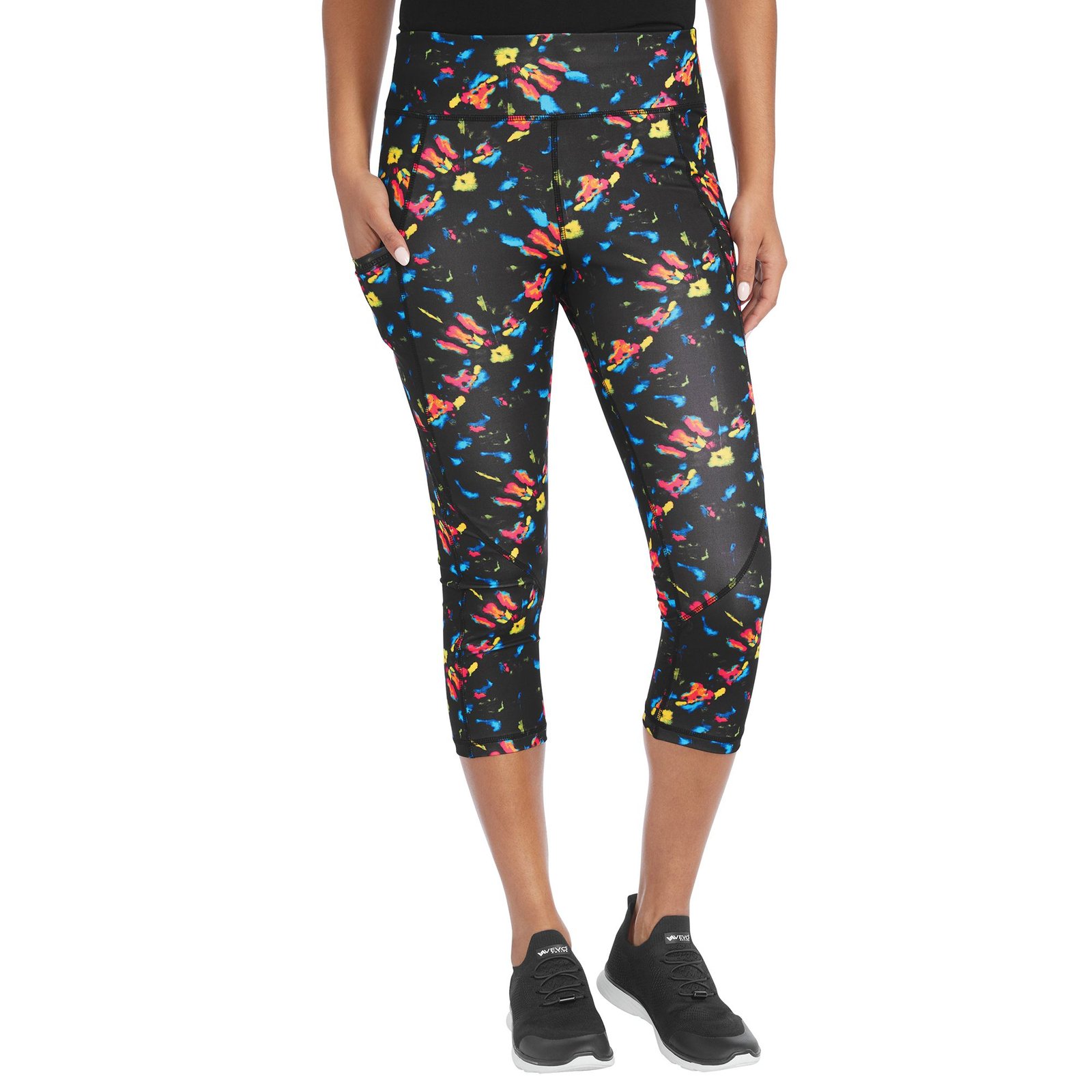 VEVO ACTIVE Women's High-Waisted Tech Capri Legging Multi Pants 3X