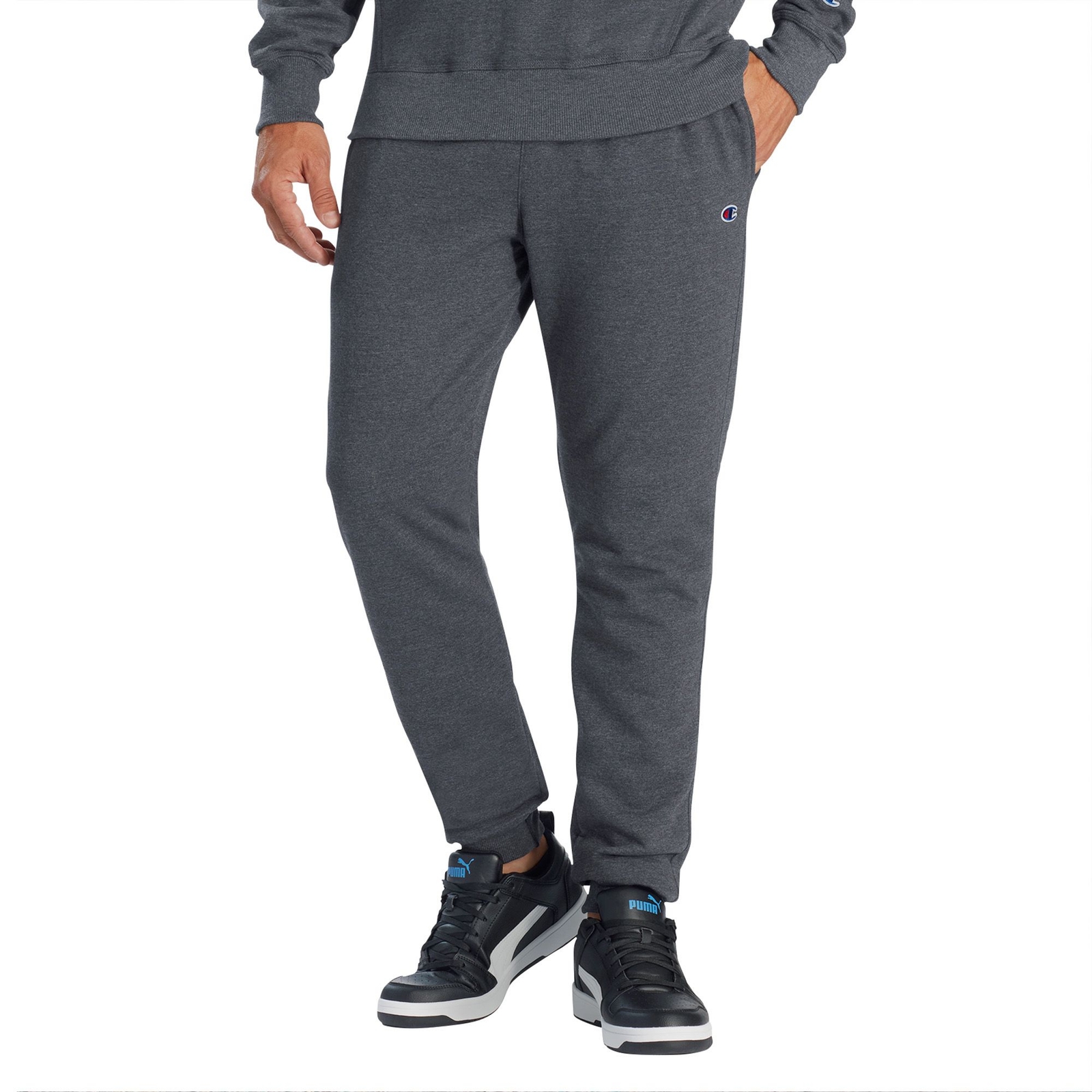 Men's Champion Powerblend Retro Fleece Jogger Grey Pants S-Regular