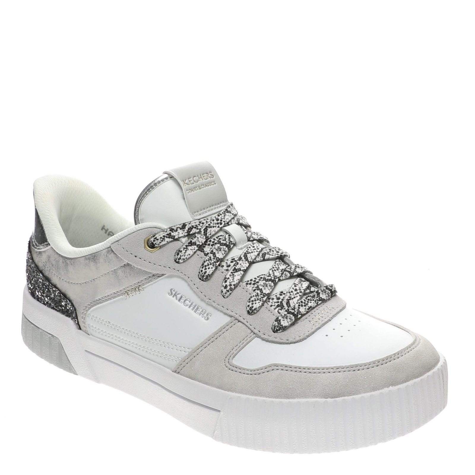 Skechers Court Classics Slip-Ins: Jade-Radiant Roar Women's White Slip On 7 M