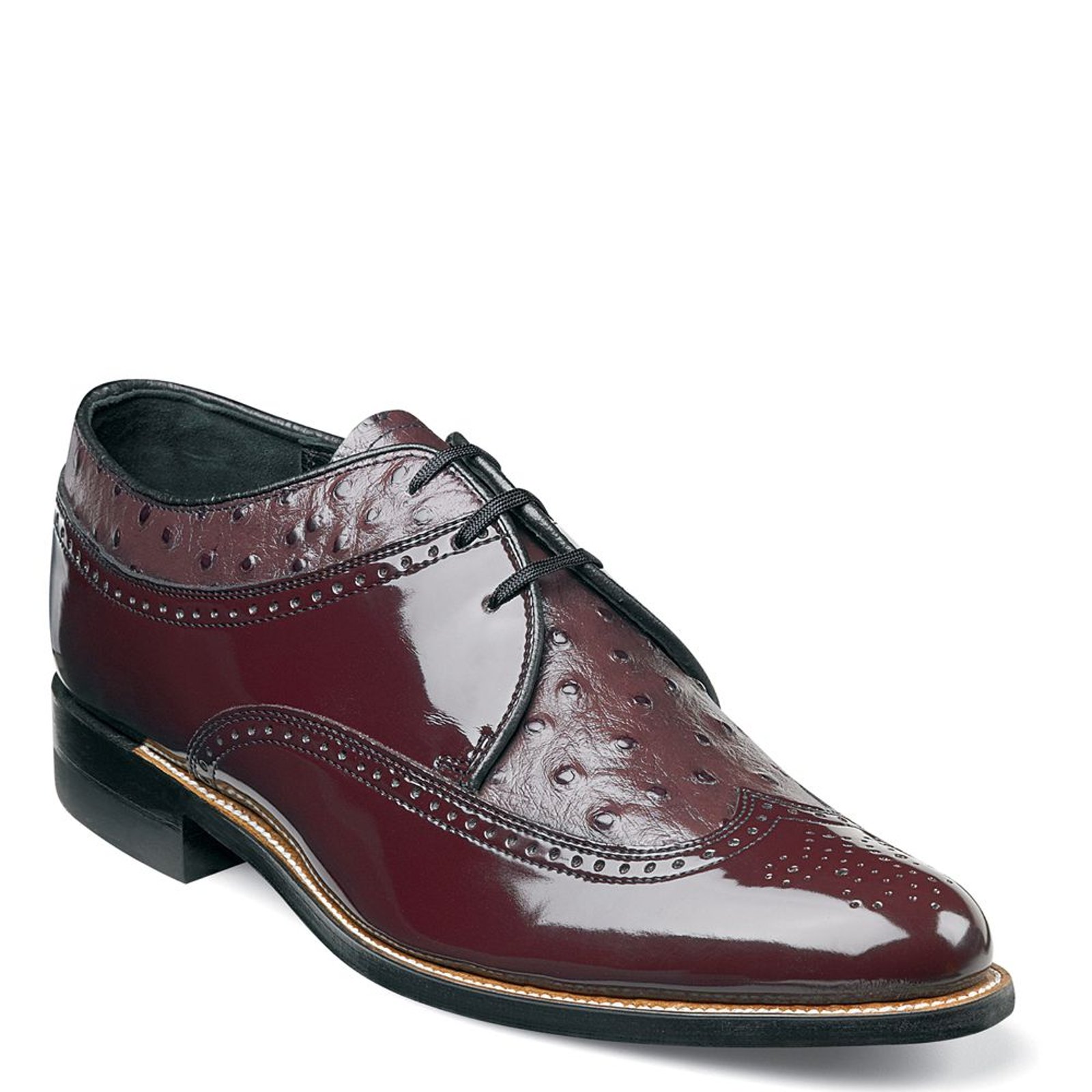 Stacy Adams Dayton Ostrich Men's Burgundy Oxford 10 D