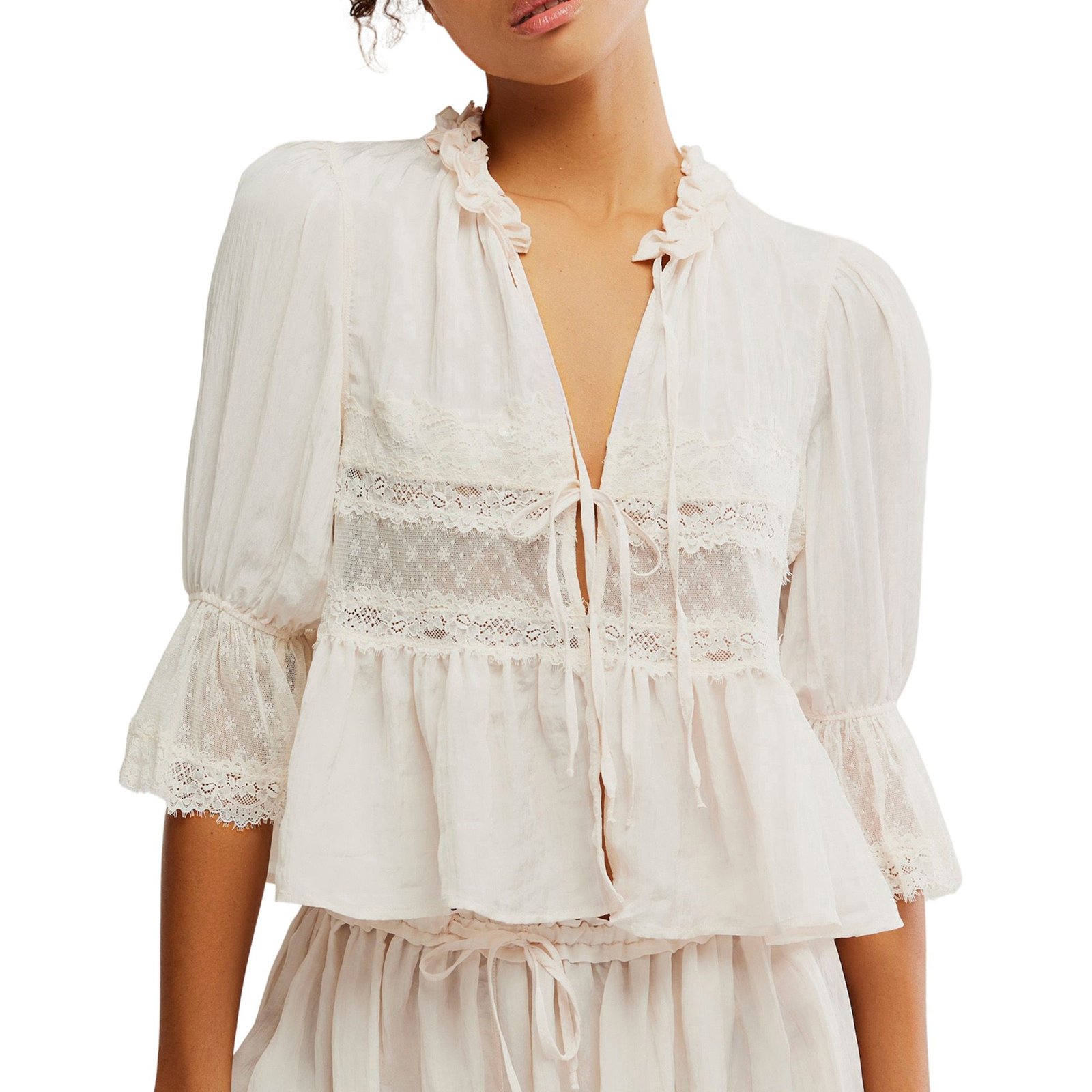 Free People Women's Forever Young Bed Jacket White Sleepwear