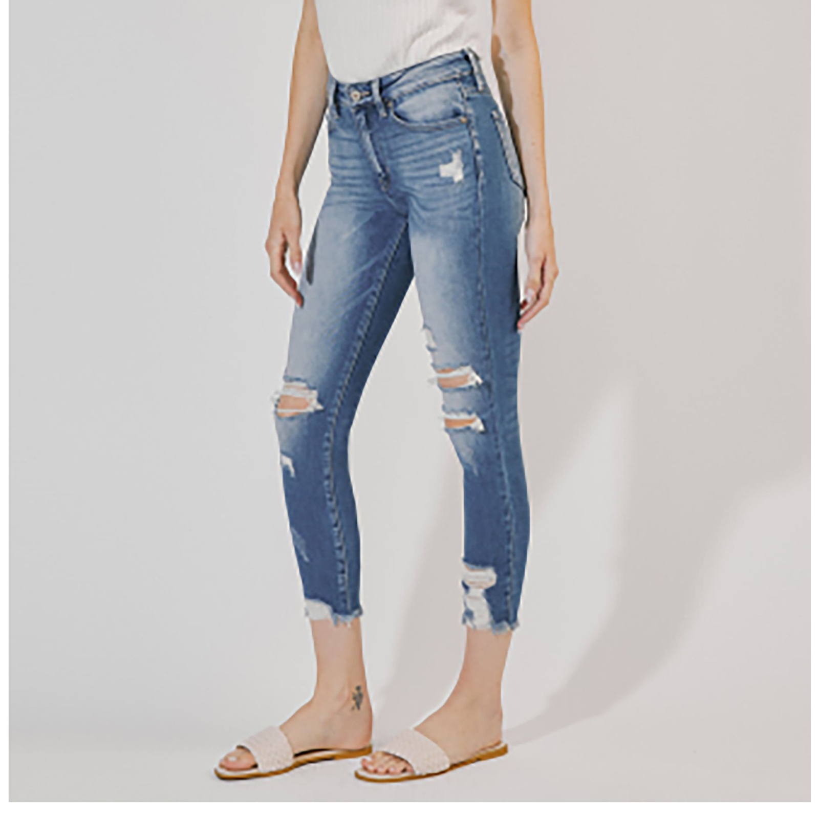 KanCan Women's Kaden High-Rise Ankle Skinny Jean Blue Pants 3-Regular