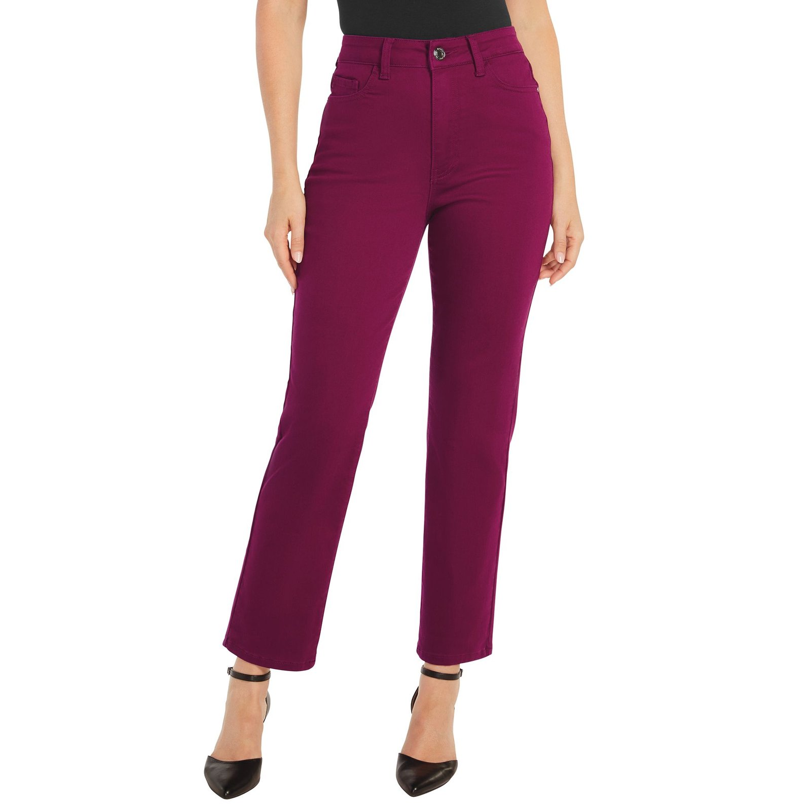 Masseys High-Rise Colored Straight Leg Jean Burgundy Pants