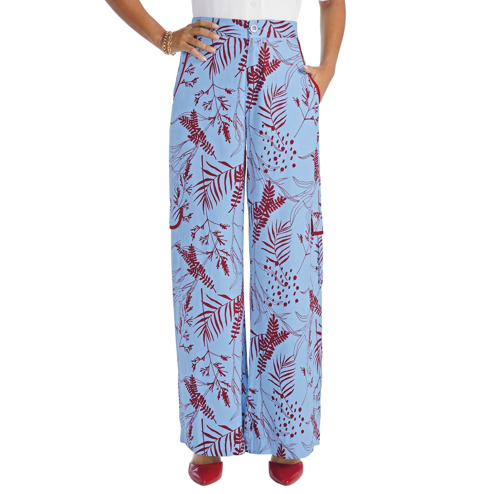 Masseys Cargo Wide-Leg Trouser Blue Pants 32W