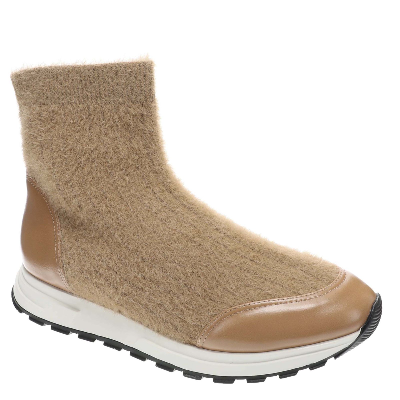 ALL BLACK Fuzzy Sock Bootie Women's Tan Boot Euro 38 US 7.5 M