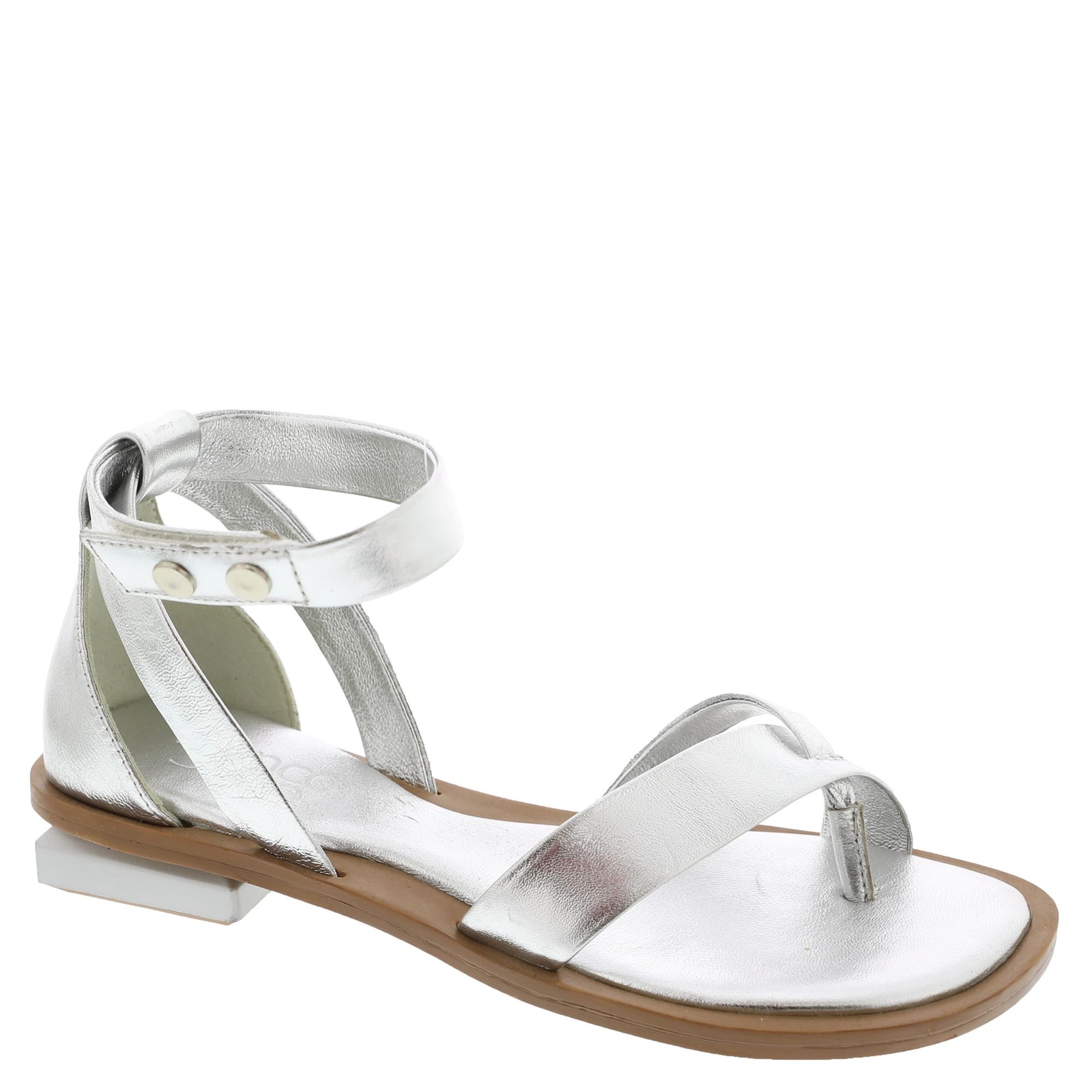 Franco Sarto Parker Women's Silver Metallic Sandal 9 M