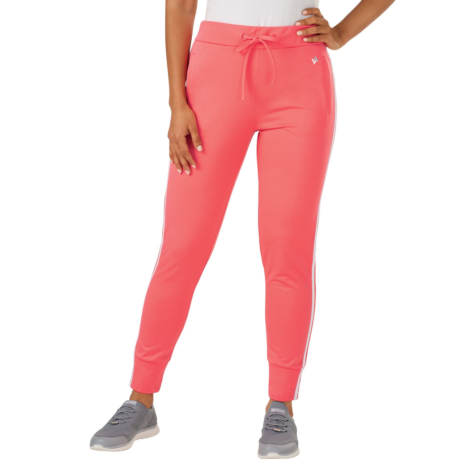 VEVO ACTIVE Women's Striped Track Jogger Orange Pants XL-Regular
